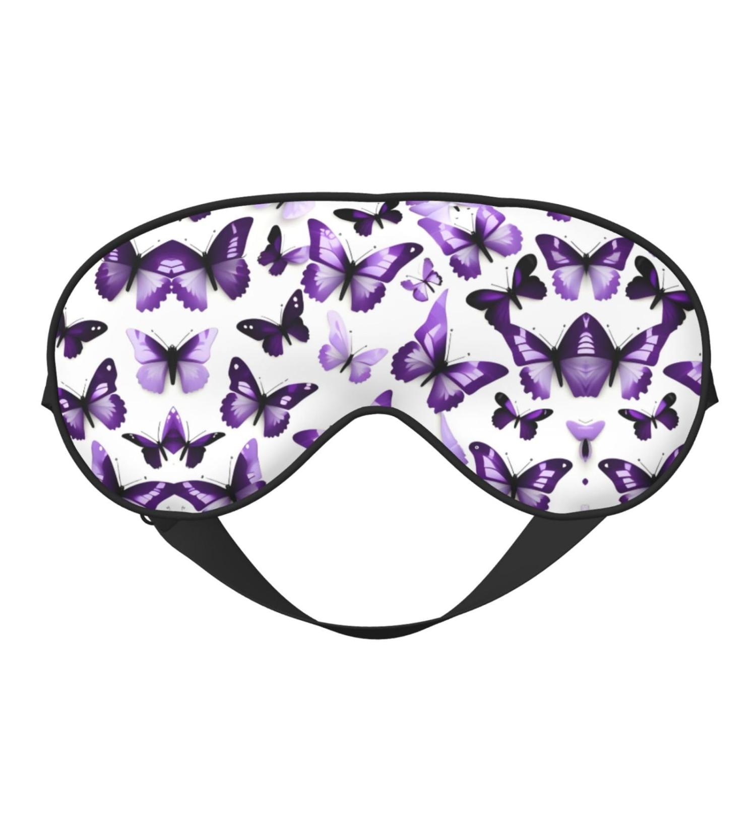 Soft Sleeping Eye Mask White and Purple Butterflies Breathable Perfect for Travel and Relaxation - Buy Online on GoSupps.com