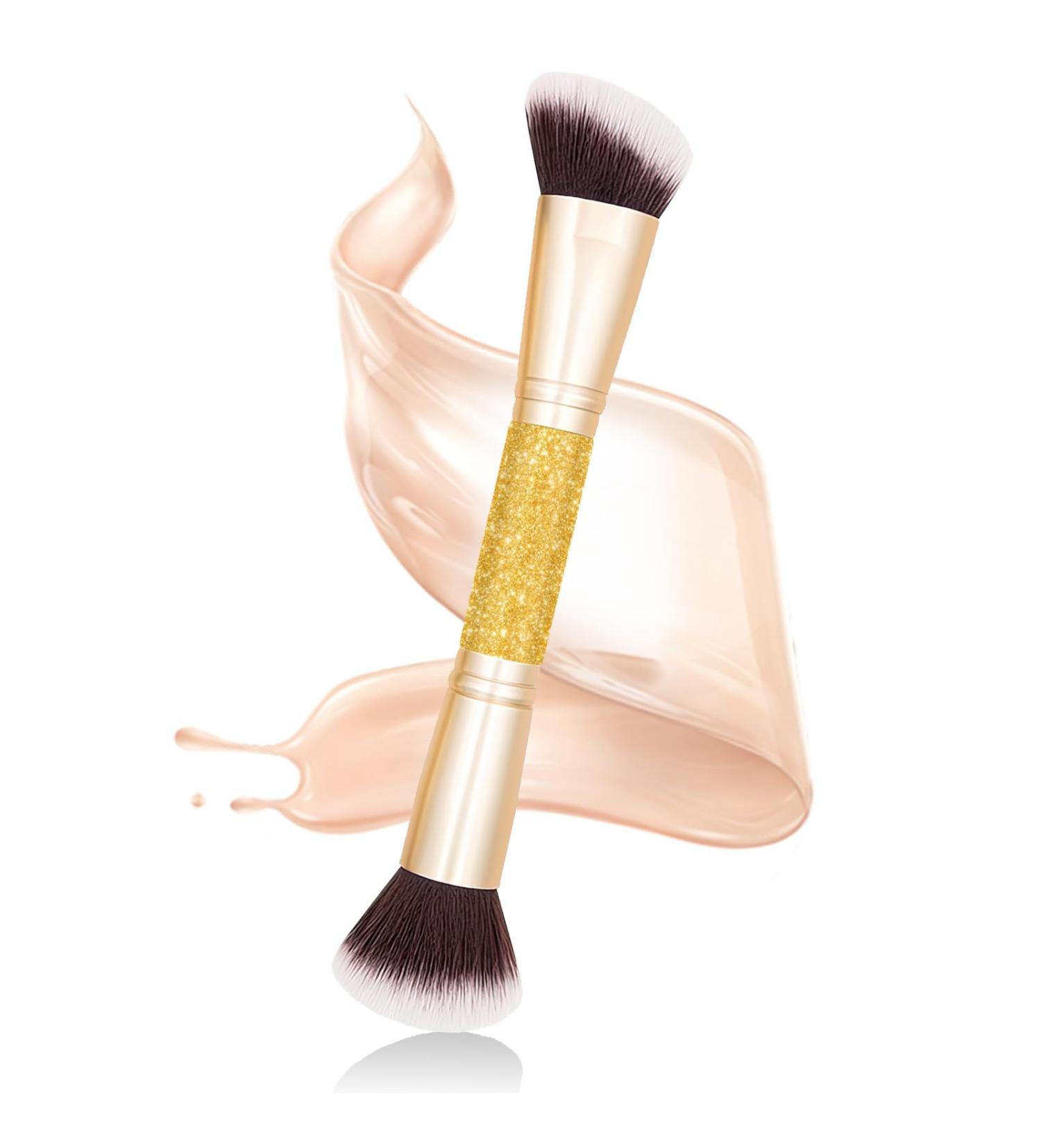 Foundation Makeup Brush Double Ended Makeup Contour Brushes for Blending Liquid Powder Concealer Primer Bronzer Cream Cosmetics Blush Buffering Blending Highlight Contouring - Buy Online on GoSupps.com