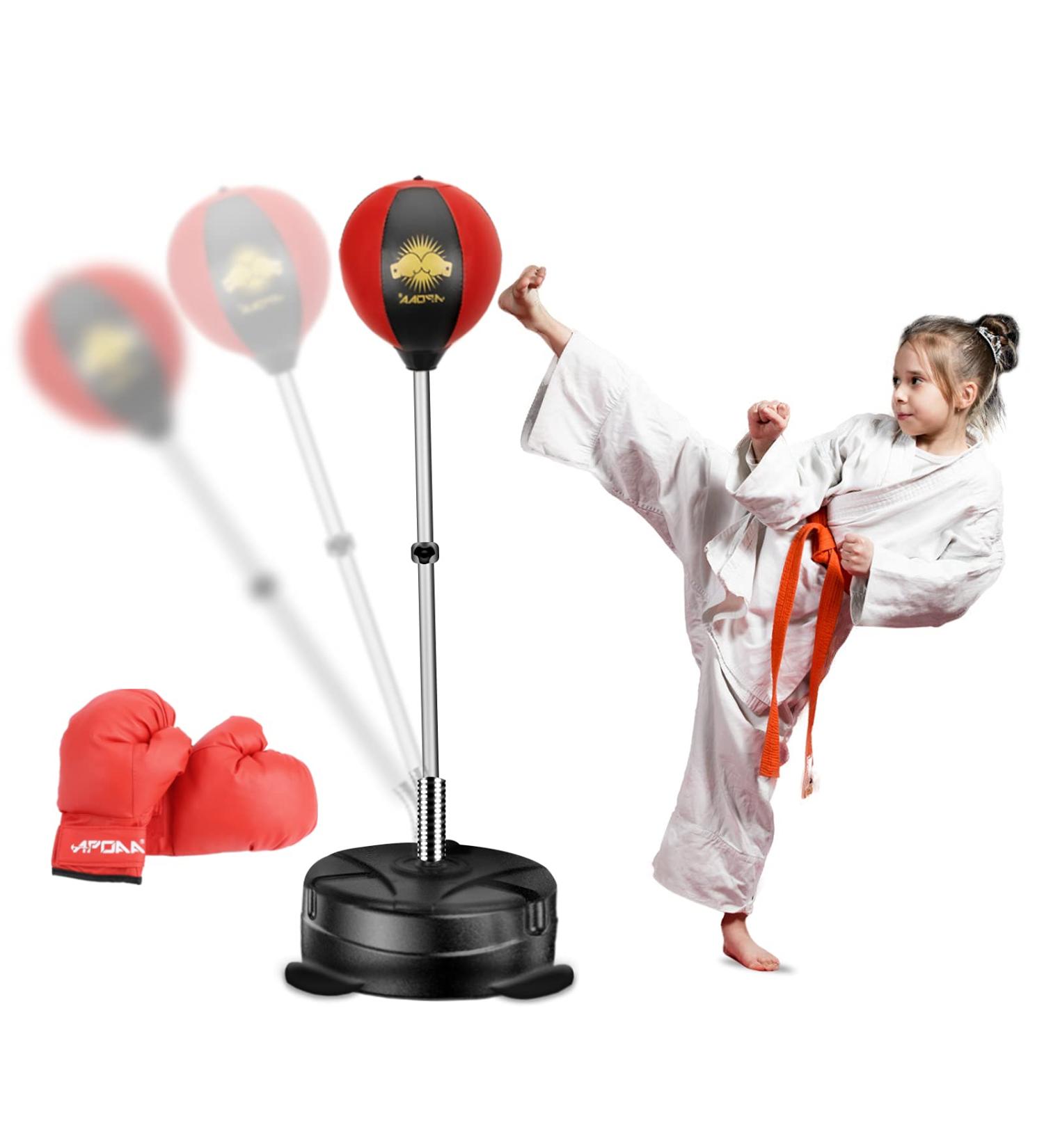 Kids Punching Bag Set with Stand & Gloves | Adjustable Boxing Toy Gift for Ages 3-12 | Apoaa - Buy Online on GoSupps.com