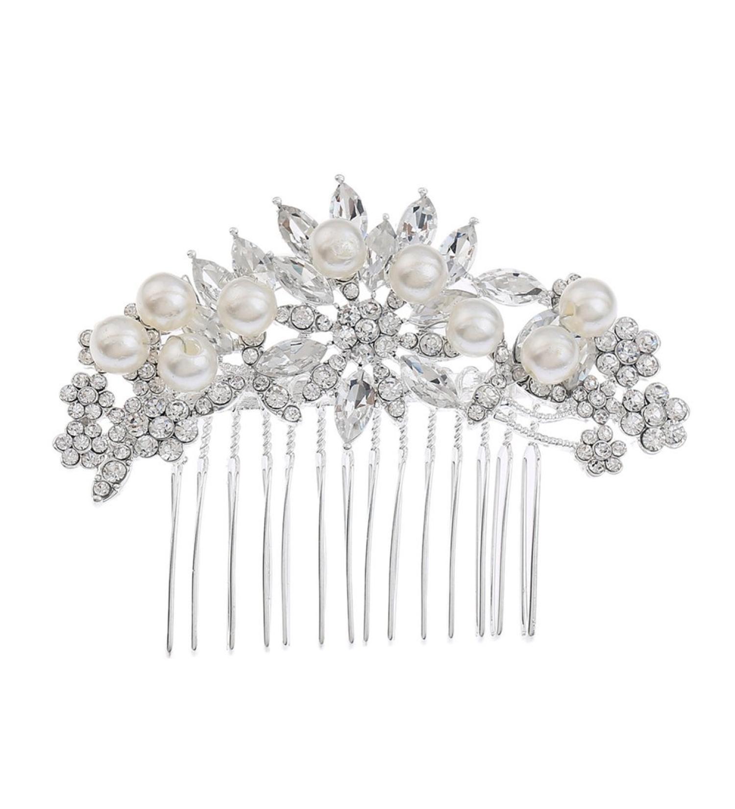 Frcolor Bridal Hair Comb - Simulated Pearl Wedding Hair Accessory (Silver) | Elegant Bridal Hair Comb for Weddings - Buy Online on GoSupps.com
