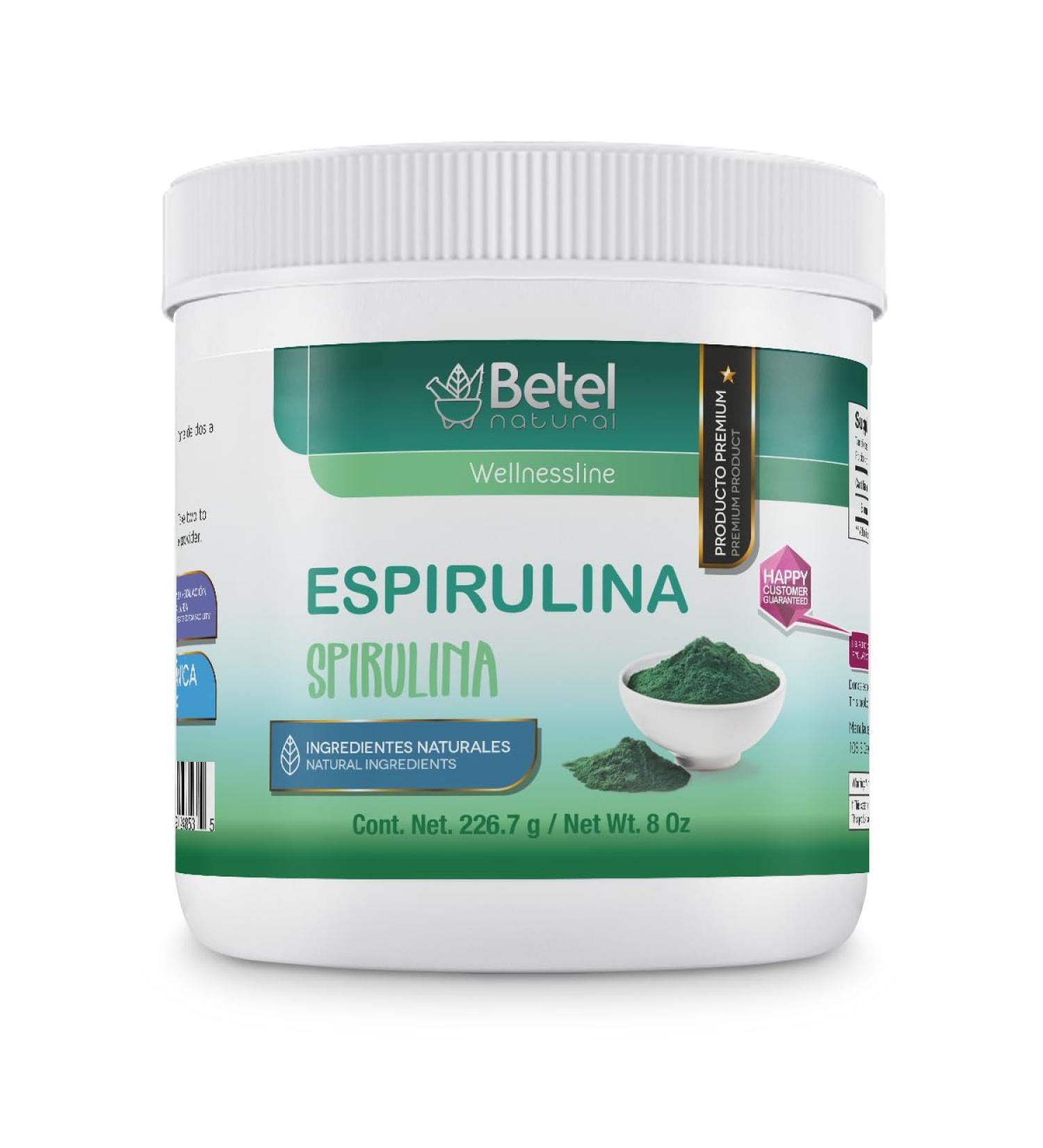 Betel Natural Premium Espirulina/Organic Spirulina Powder - 8 Oz - No Fillers Non-Irridated and Clean!