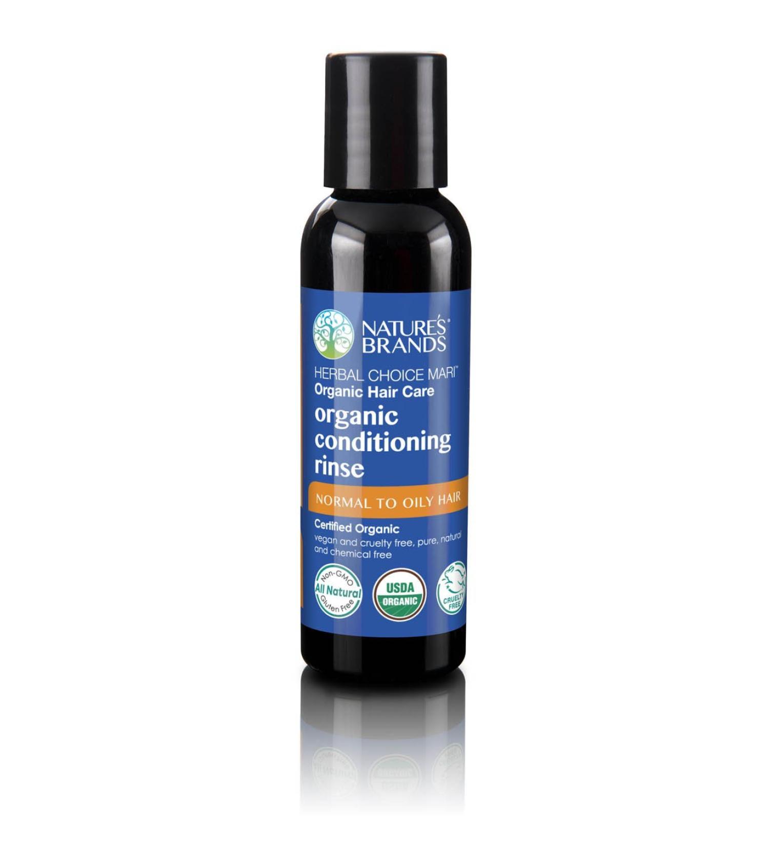 Organic Conditioner by Herbal Choice Mari (Normal-Oily Hair 2 Fl Oz Bottle) - No Toxic Synthetic Chemicals - TSA-Approved Travel Size