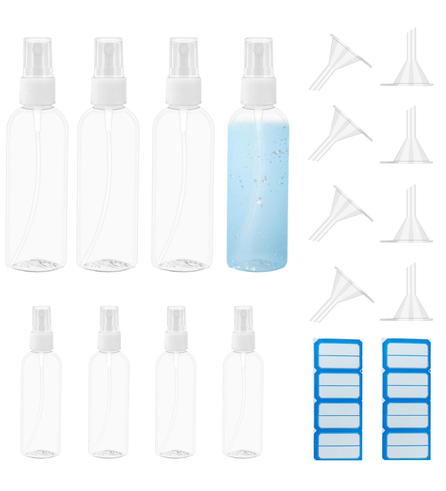 Nutabevr 4x100ml & 4x50ml Reusable Spray Bottles Set with 8 Labels Ideal for Garden Hairdressing Travel & Cosmetics - Refillable & Eco-Friendly - Buy Online on GoSupps.com