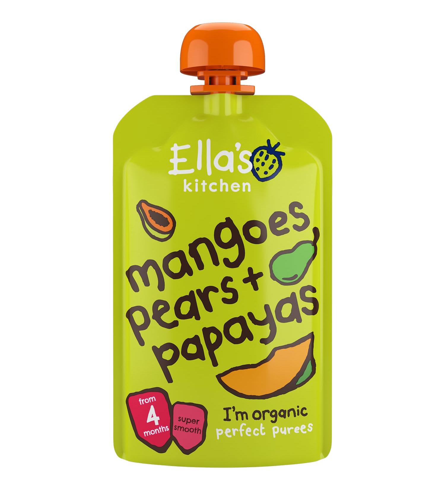Ella's Kitchen Organic Mangoes Pears + Papayas 120g Fruit large