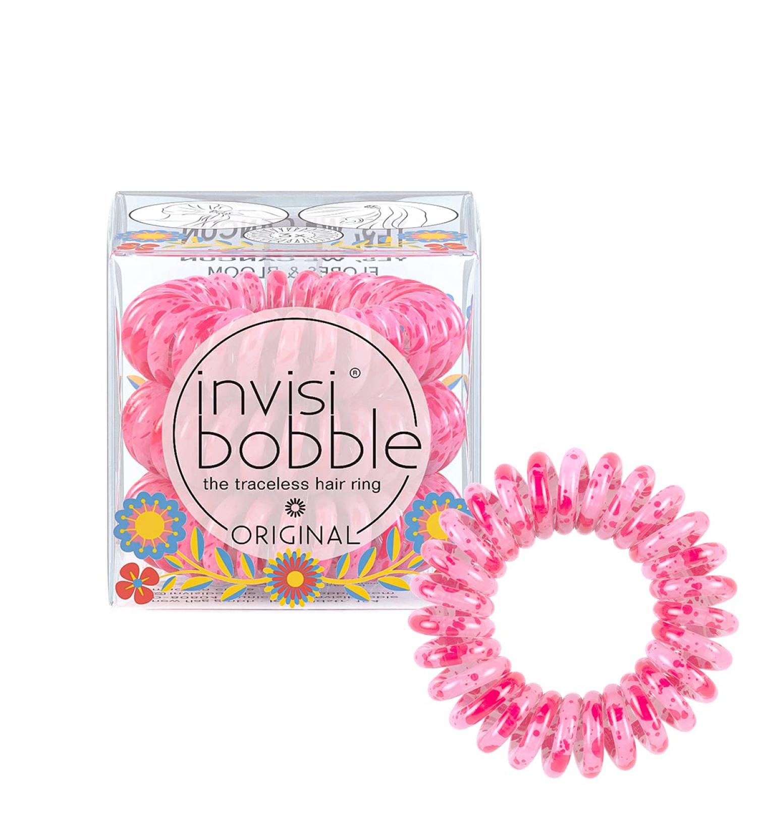 Invisibobble Original Hair Tie - Cancun 3x Pink Spiral Ties for Girls & Women | Strong Hold & Hair-Friendly | Limited Flores & Bloom Collection - Buy Online on GoSupps.com