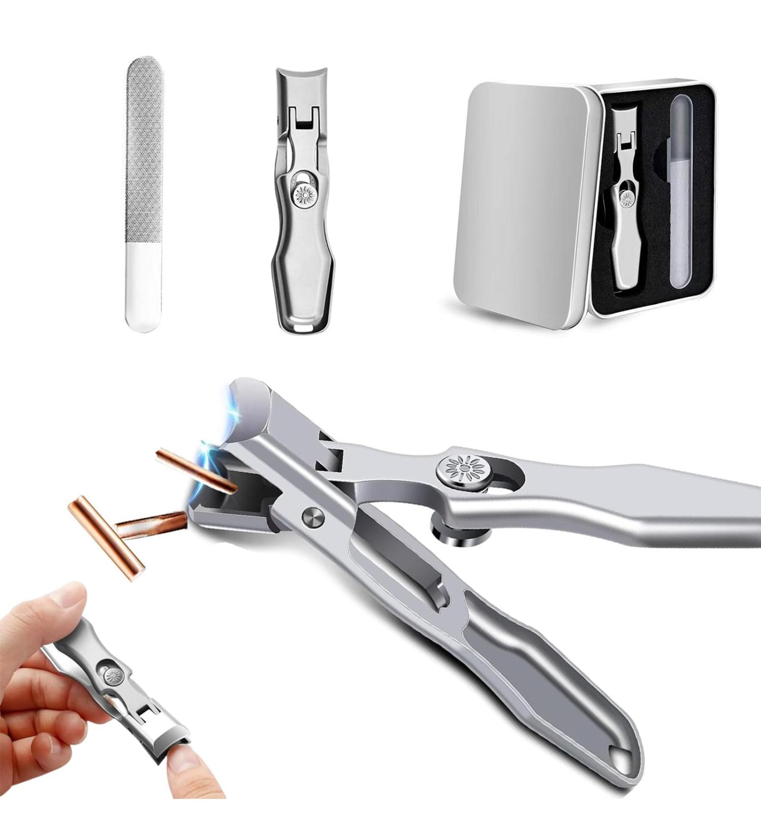 2024 German Nail Clippers for Thick Nails - Portable Ultra Sharp Fingernail & Toenail Cutters with Nail File - No Splash Design for Seniors - Silver - Buy Online on GoSupps.com