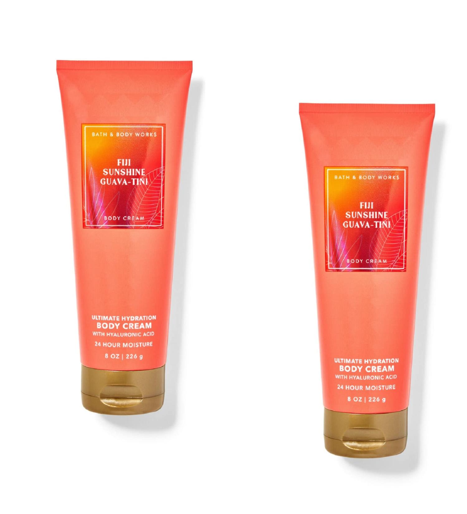 Bath and Body Works Fiji Sunshine Guava-tini Body Cream Ultimate Hydration Gift Set For Women 2 Pack 8 Oz. (Fiji Sunshine Guava-tini)
