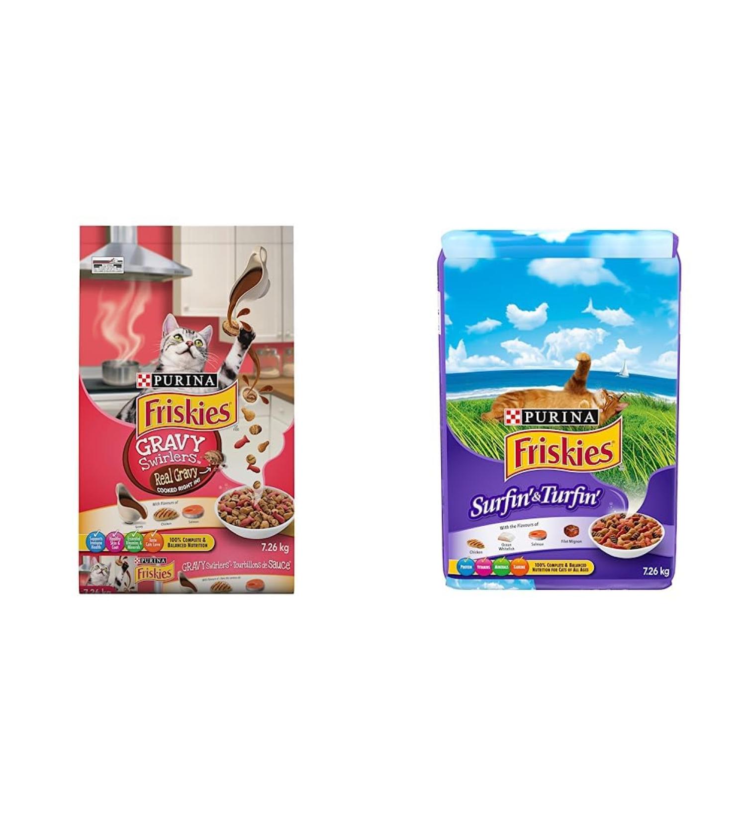 Friskies Gravy Swirlers | Surfin' & Turfin' Dry Cat Food (7.26 kg Bag each) - Buy Online on GoSupps.com