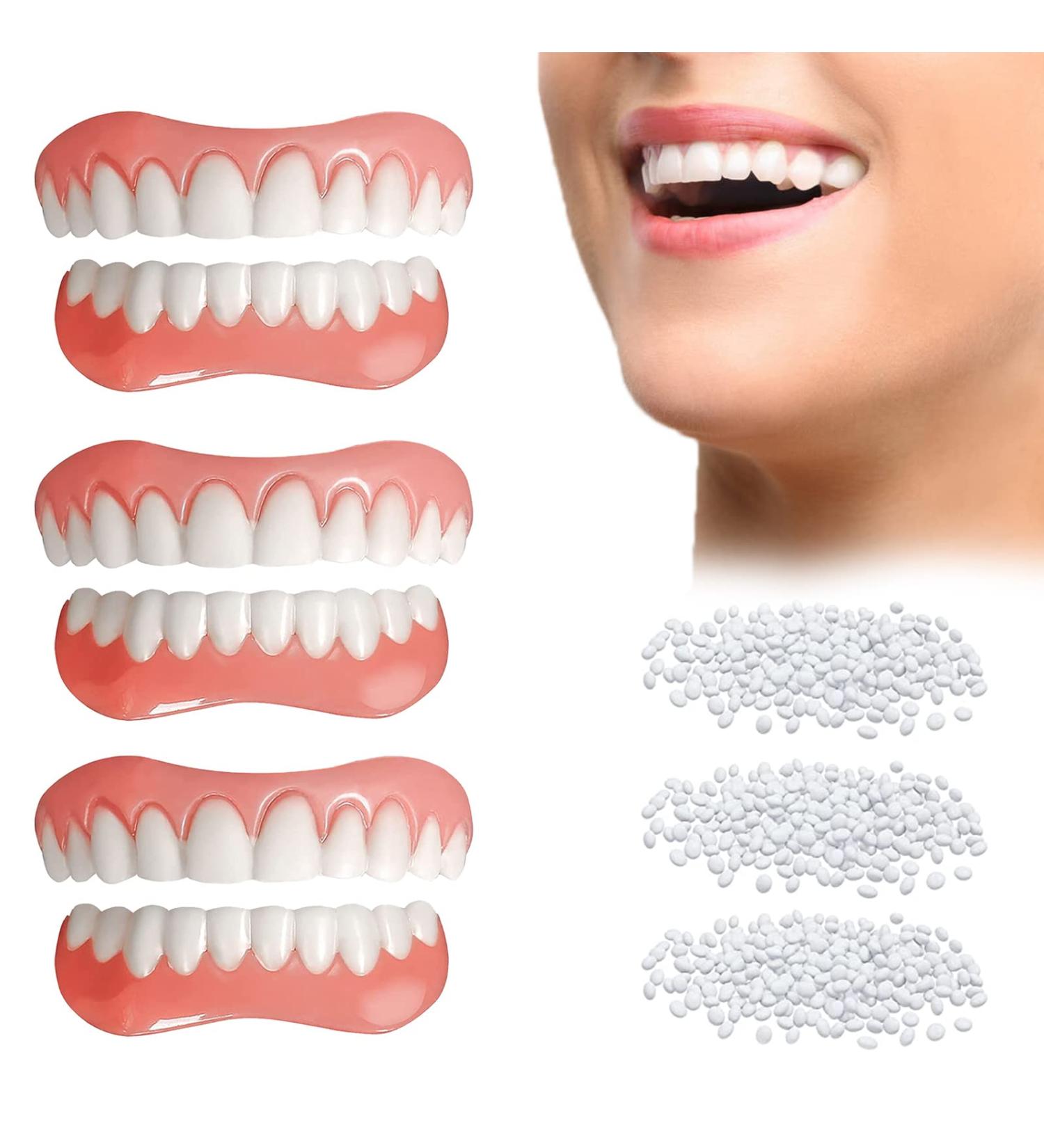 6 PCS Fake Teeth Veneers for Temporary Tooth Repair - Upper and Lower Jaw - Dental Veneers for Men and Women - Bright White Smile - W04 - Buy Online on GoSupps.com