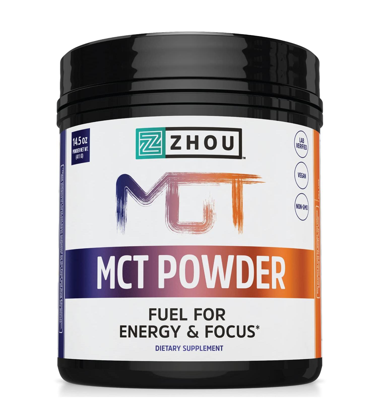 Zhou Nutrition MCT Powder with Prebiotic Fiber | 14.5 oz | Boost Energy & Digestion - Buy Online on GoSupps.com