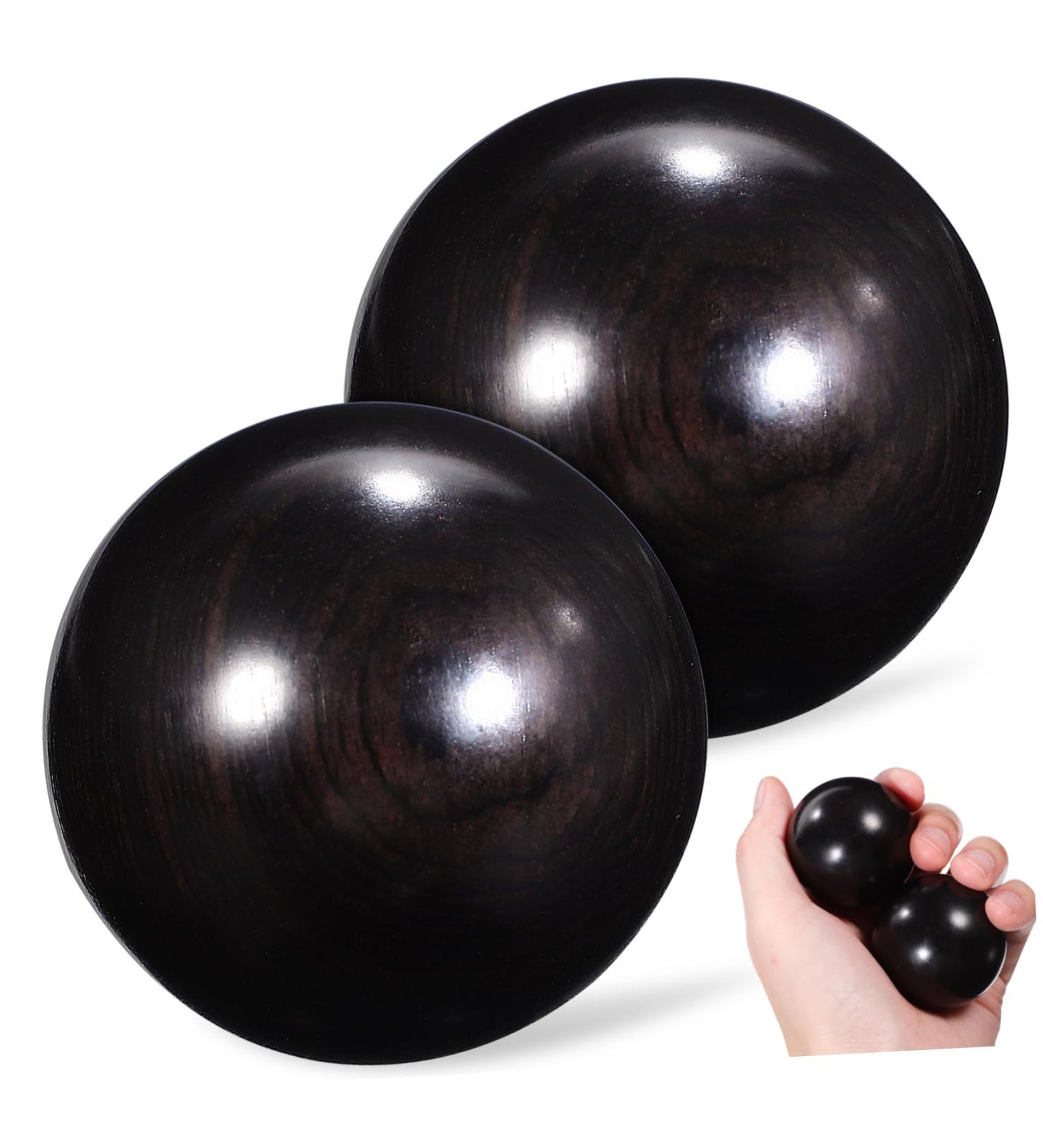 FRCOLOR Wooden Massage Balls - 6PK Handheld Relaxation & Stress Relief - Ebony & Marble Stress Balls - Buy Online on GoSupps.com