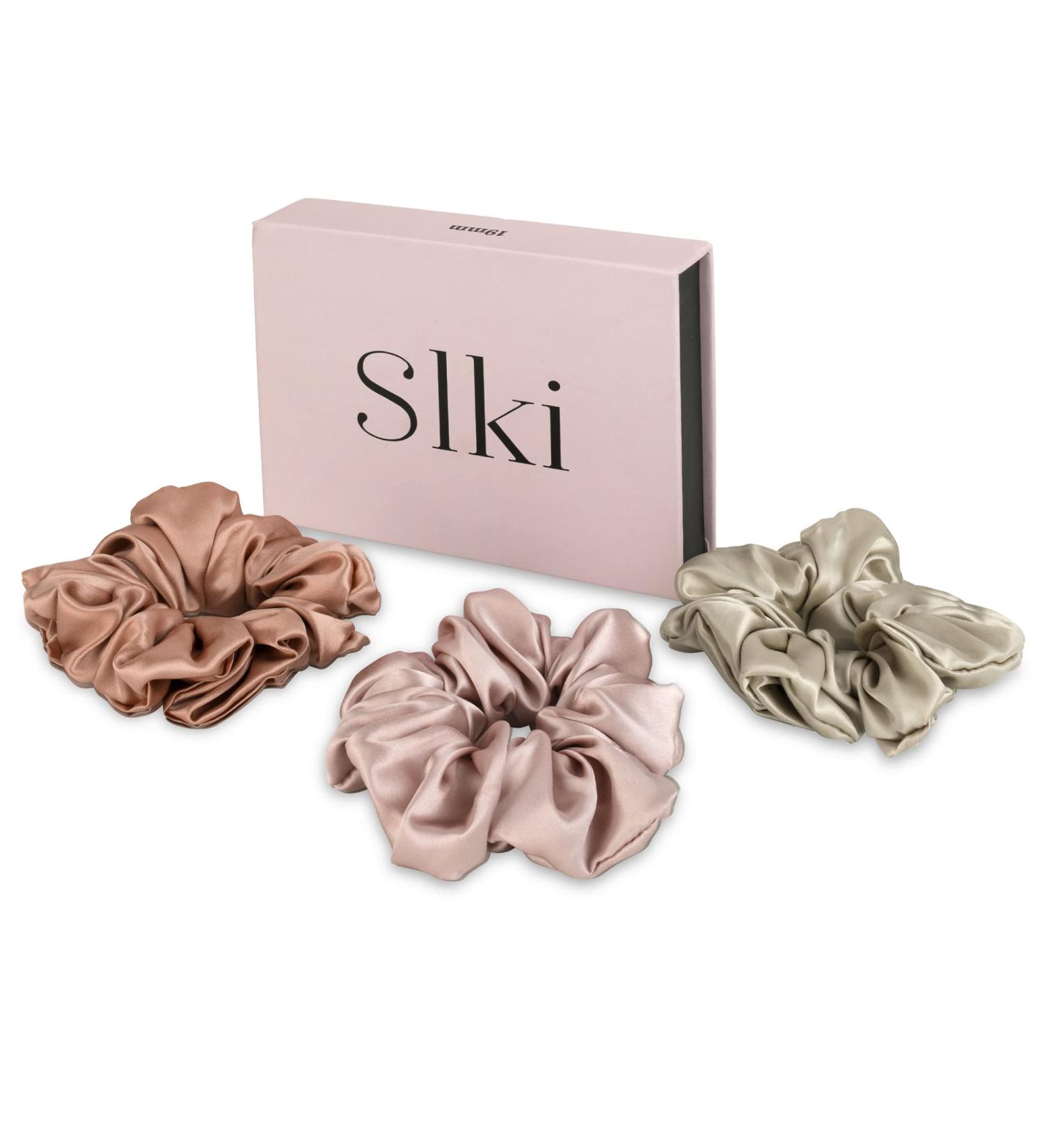 SLKI Premium Silk Hair Scrunchies - Soft Gentle Oversized Frizz-Reducing Hair Ties | Mulberry Silk | Stylish & Durable - Buy Online on GoSupps.com