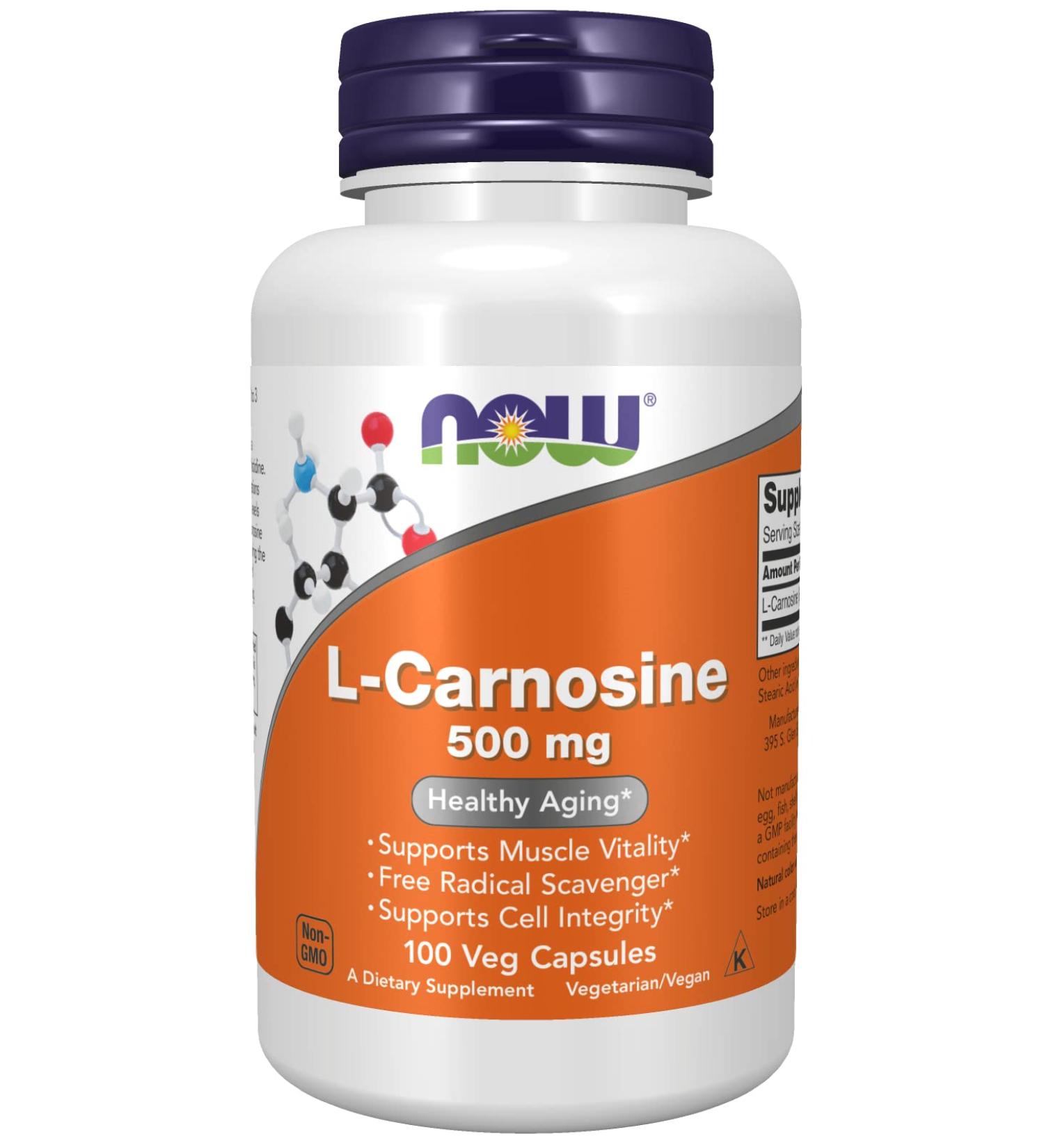 Now Foods L-Carnosine 100 CT - Premium Quality Supplement for Cell Health - Buy Online on GoSupps.com