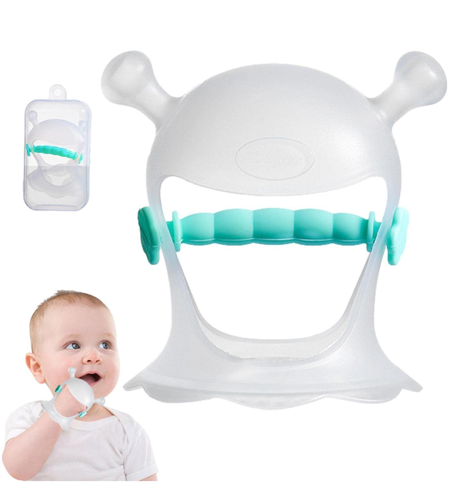 Hand Bite Ring | Soft Silicone Infant Teething Toy | Baby Tooth Ring & Pacifier - Green - Buy Online on GoSupps.com