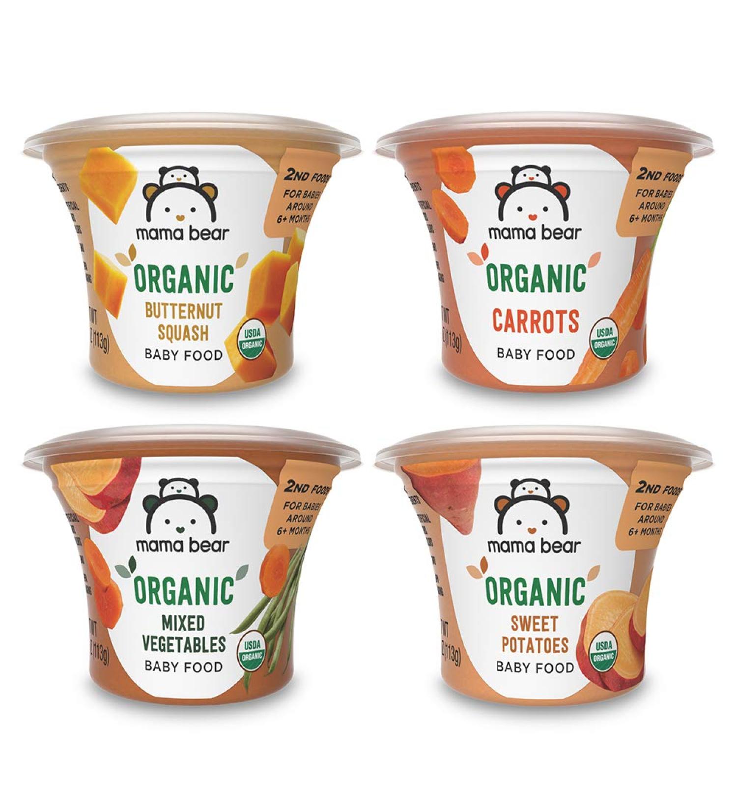 Mama Bear Organic Vegetarian Baby Food Variety Pack - Butternut Squash Carrots Mixed Vegetables & Sweet Potatoes (4 oz Pack of 12) - International Shipping Available - Buy Online on GoSupps.com