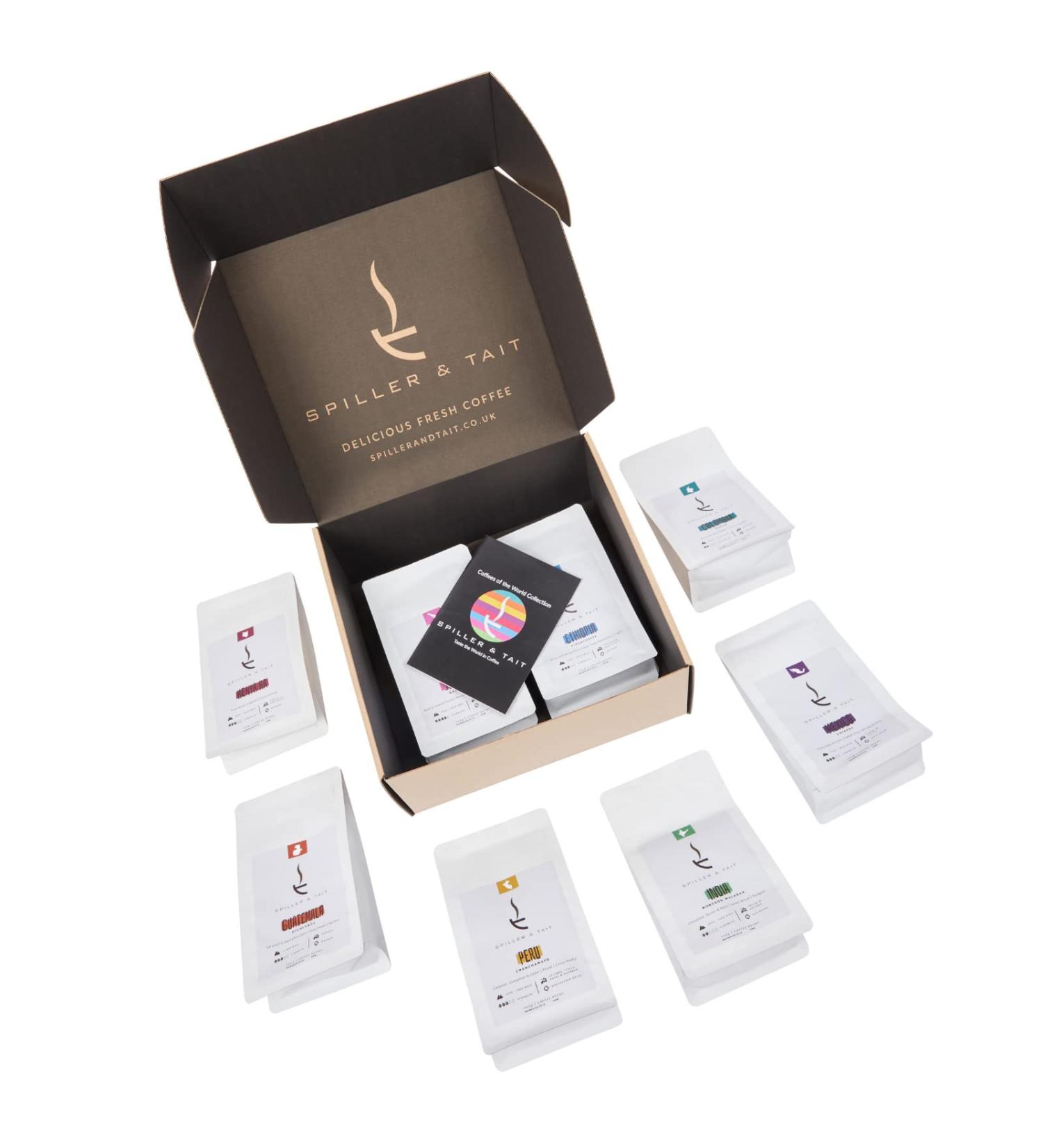 Spiller & Tait Coffee Gift Set- Hamper Style Coffee Gift Set for Men & Women - 8 of The World s Finest Single Origin Specialty Coffees - Roasted in The UK (Beans) - Buy Online on GoSupps.com