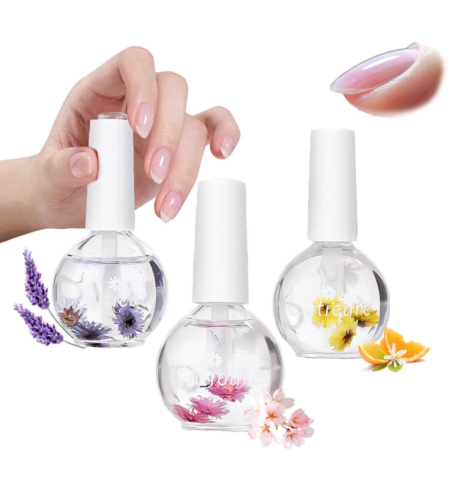 Huile pour cuticules pour ongles huile parfum e la fleur | Renforce les ongles r par s pour peler les ongles cassants et casser les ongles fins | Huile radieuse pour le soin des ongles (3 pi ces) - Buy Online on GoSupps.com