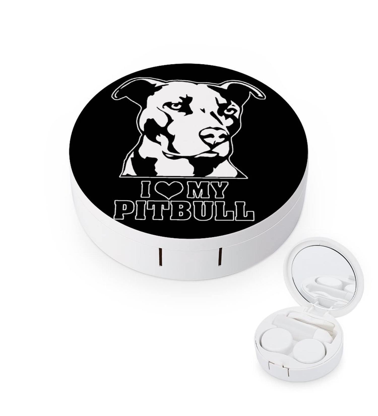 I Love Me Pitbull Round Case For Contact Lens Kit Storage Box with Mirror Printed - Buy Online on GoSupps.com