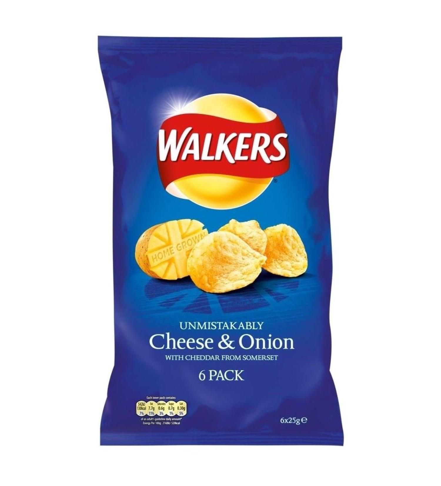 Walkers Walkers Crisps - Cheese & Onion (6x25g) - Pack of 2