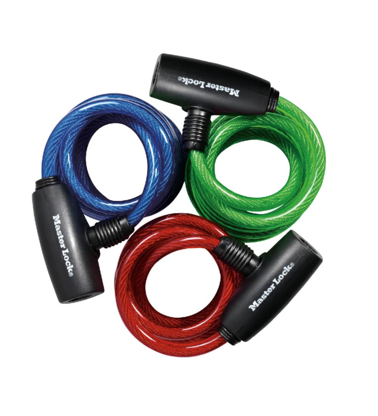 Master Lock 8127TRI Bike Lock Cables 3 Pack Keyed-Alike - Blue/Green/Red - 6 ft. Long - Buy Online on GoSupps.com