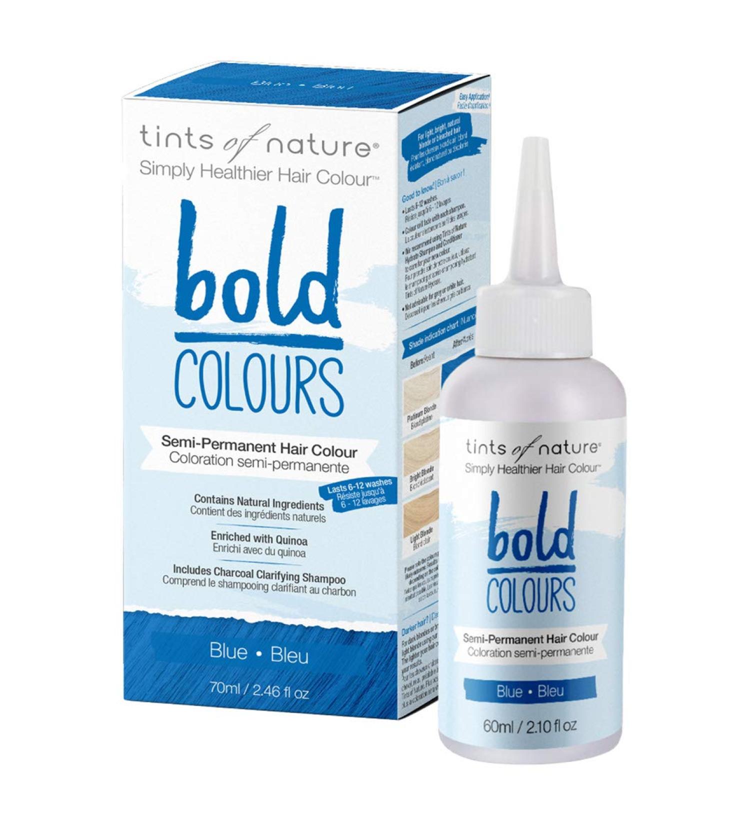 Tints of Nature Bold Colour Blue Semi-Permanent Hair Dye Ammonia-Free and Damage-Free Colouring 70ml 70 ml (Lot de 1) bleu - Buy Online on GoSupps.com
