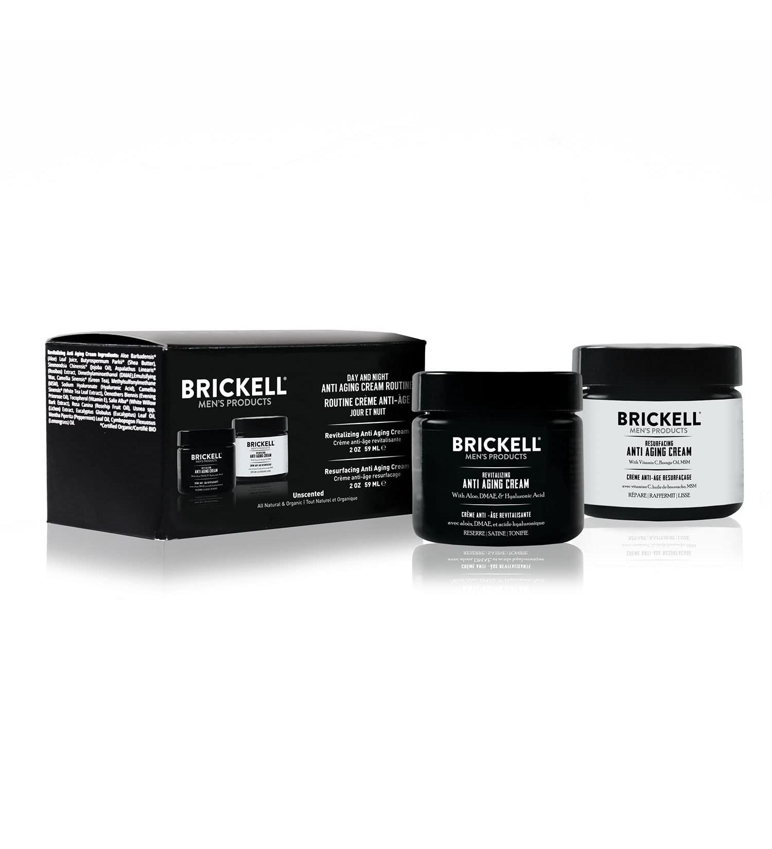 Brickell Men's Day and Night Anti Aging Cream Routine Gift Set - Natural & Organic, Unscented Skincare - Buy Online on GoSupps.com