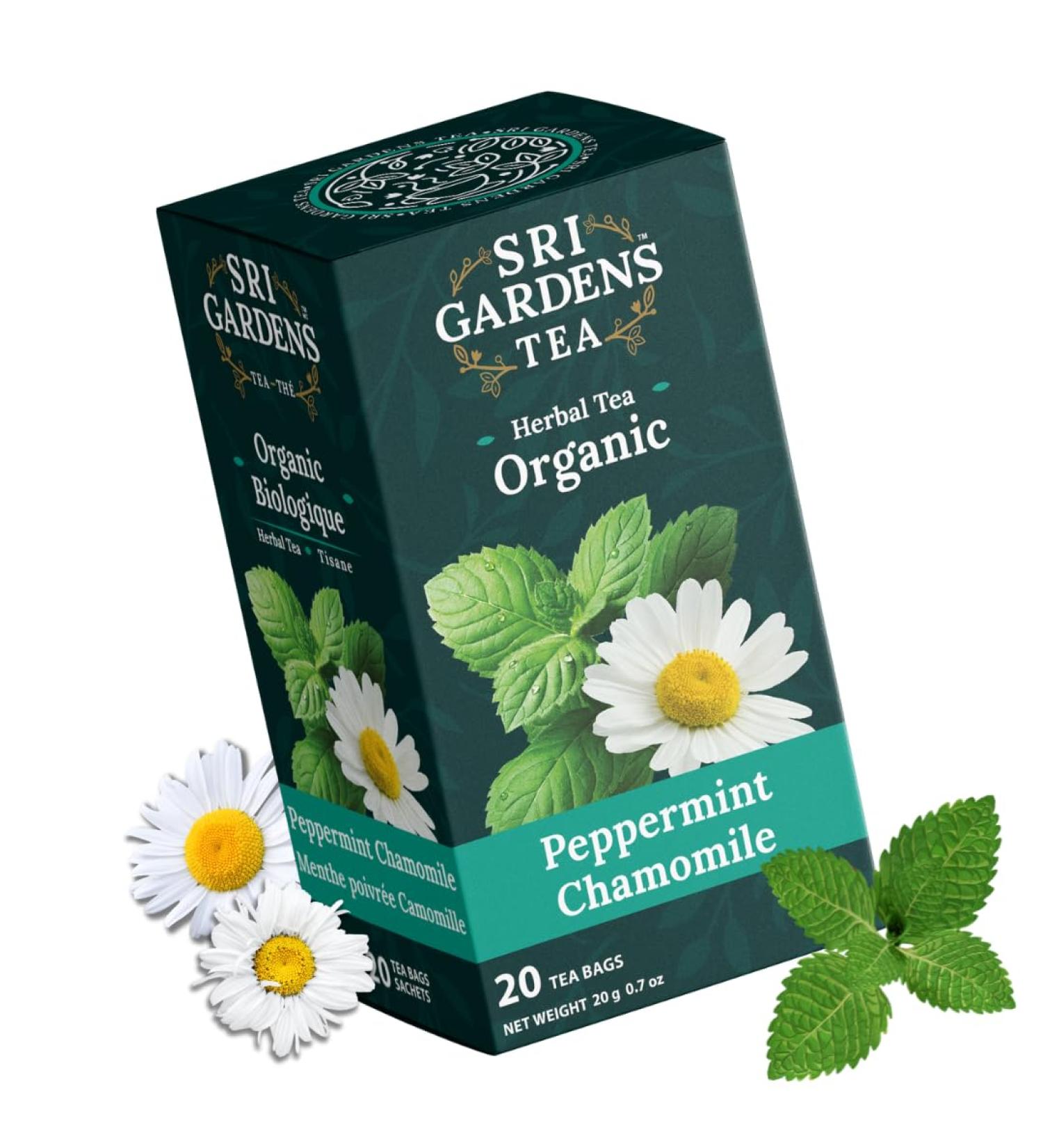 Sri Gardens Tea Organic Peppermint Chamomile Tea Bags 20 count Brand: SRI GARDENS - Buy Online on GoSupps.com