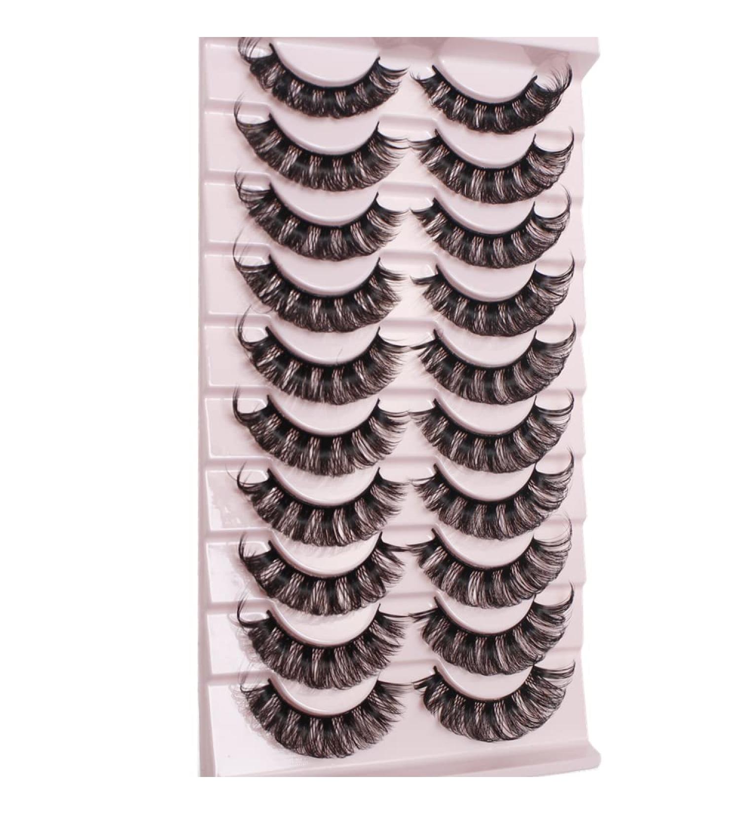 Shop Russian Strip Lashes - Natural Look Waterproof Thick Faux Mink Eyelashes 10 Pairs 15mm Fluffy Volume - Buy Online on GoSupps.com