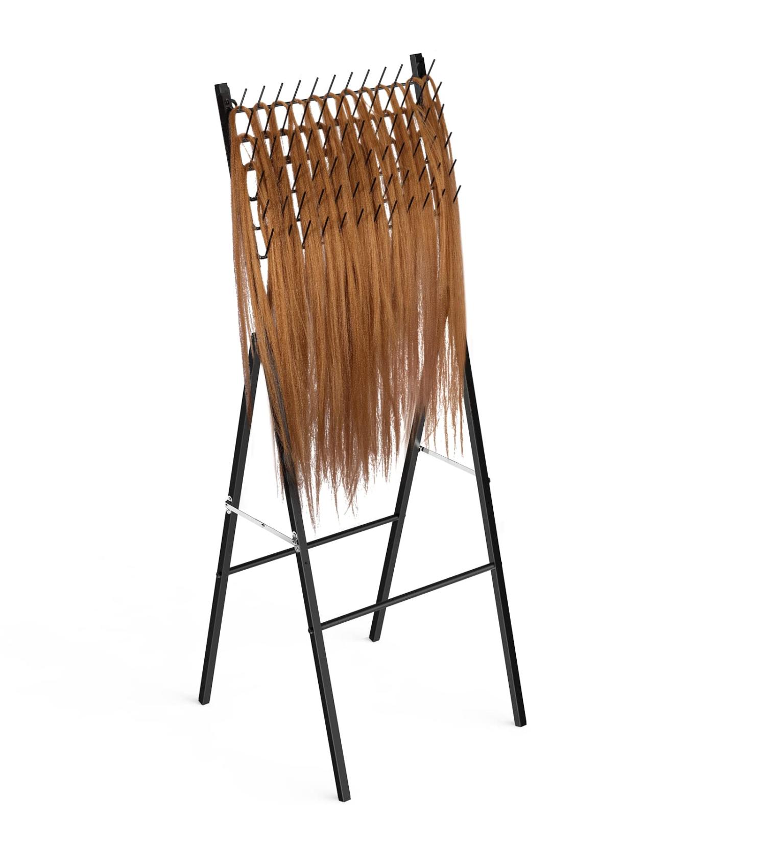 Winartton Metal Braiding Hair Rack with 72 Pegs - Foldable Stand for Time-saving Hair Braiding - Extension Separator - Buy Online on GoSupps.com