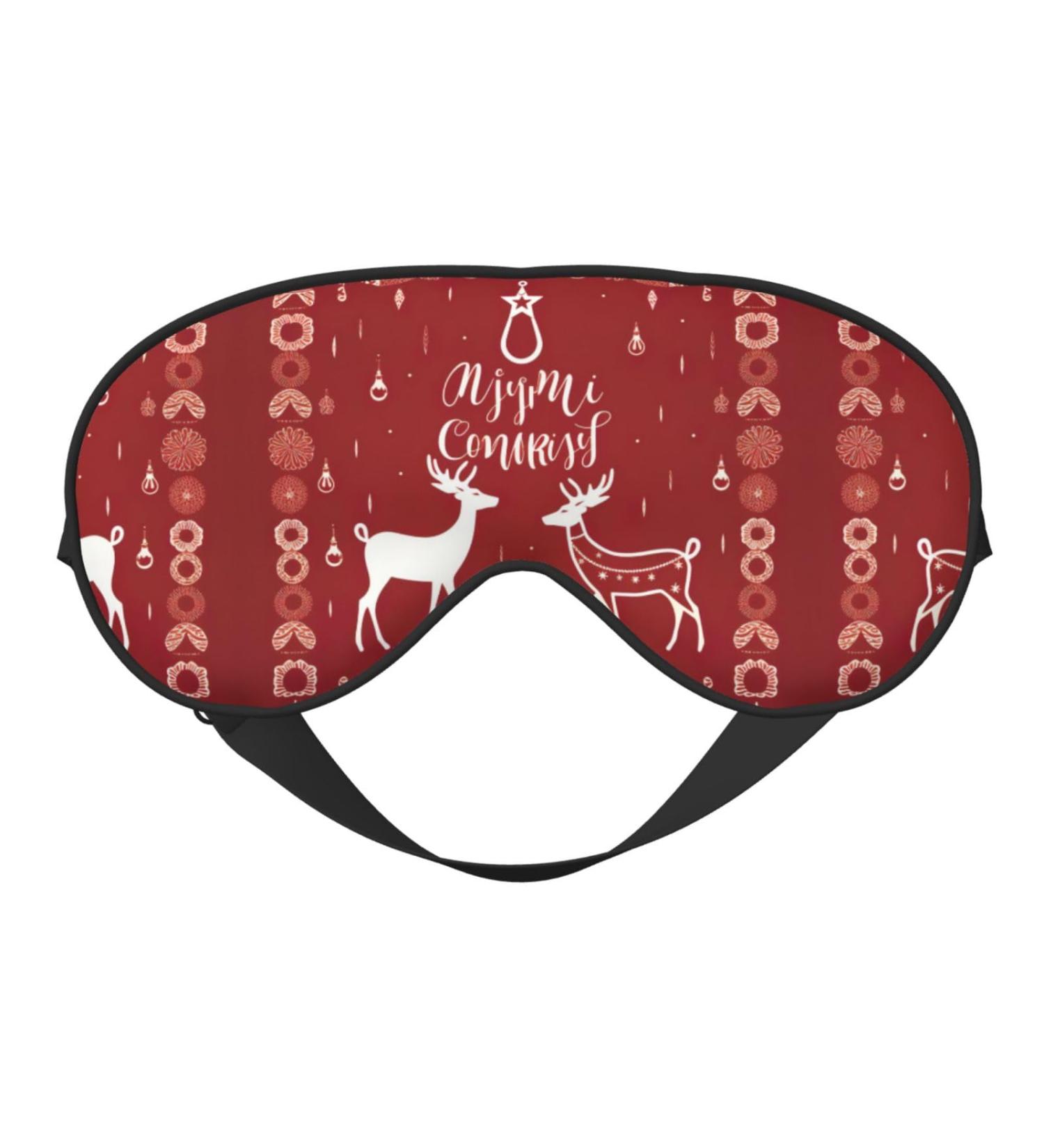 Christmas Elk Print Unisex Sleep Eye Mask - Soft Comfort Eye Shade for Travel Yoga & Shift Work - Buy Online on GoSupps.com
