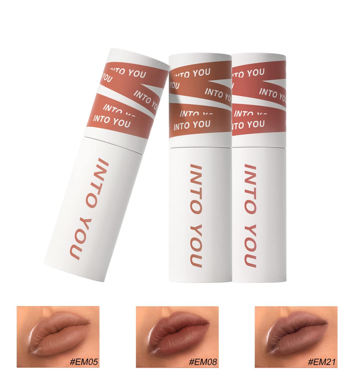 INTO YOU 3Pcs Matte Lipstick Set - Waterproof, Long Lasting, Velvet Lip Stains - Multi-Purpose Lip and Cheek Makeup Set - Non-Stick Cup, Non-Fade Lip Gloss - EM00-Set - Buy Online on GoSupps.com
