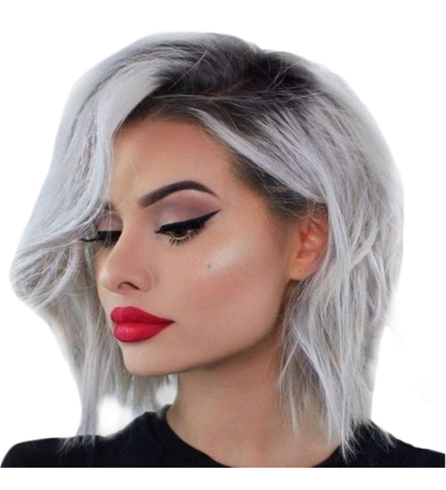 Wig Ladies Long Hair Grey Brazilian Party Curly Straight Women Hair 50s 60s 70s 80s