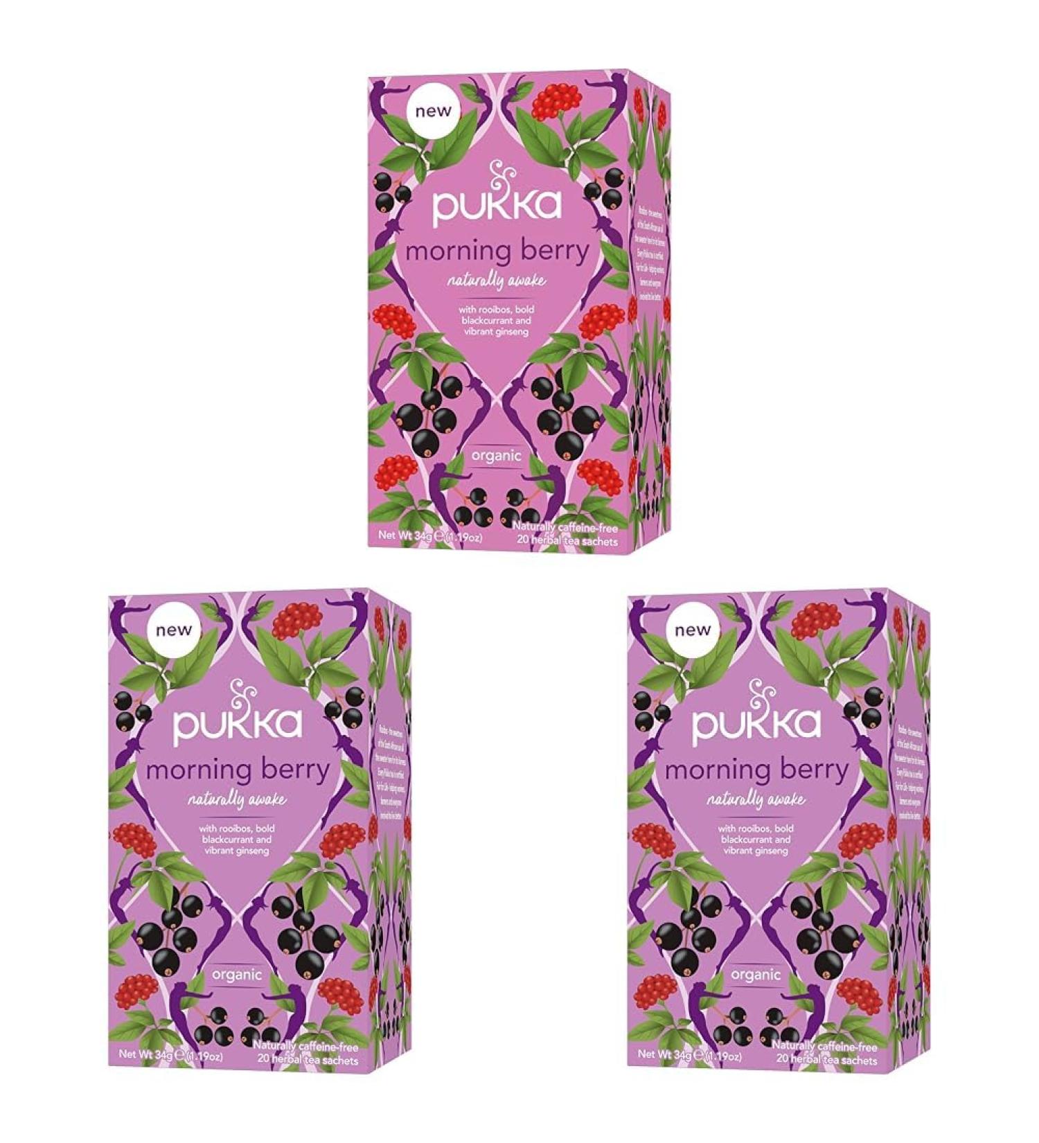 Pukka Morning Berry 20 Organic Herbal Tea Bags 136g (Pack of 3)
