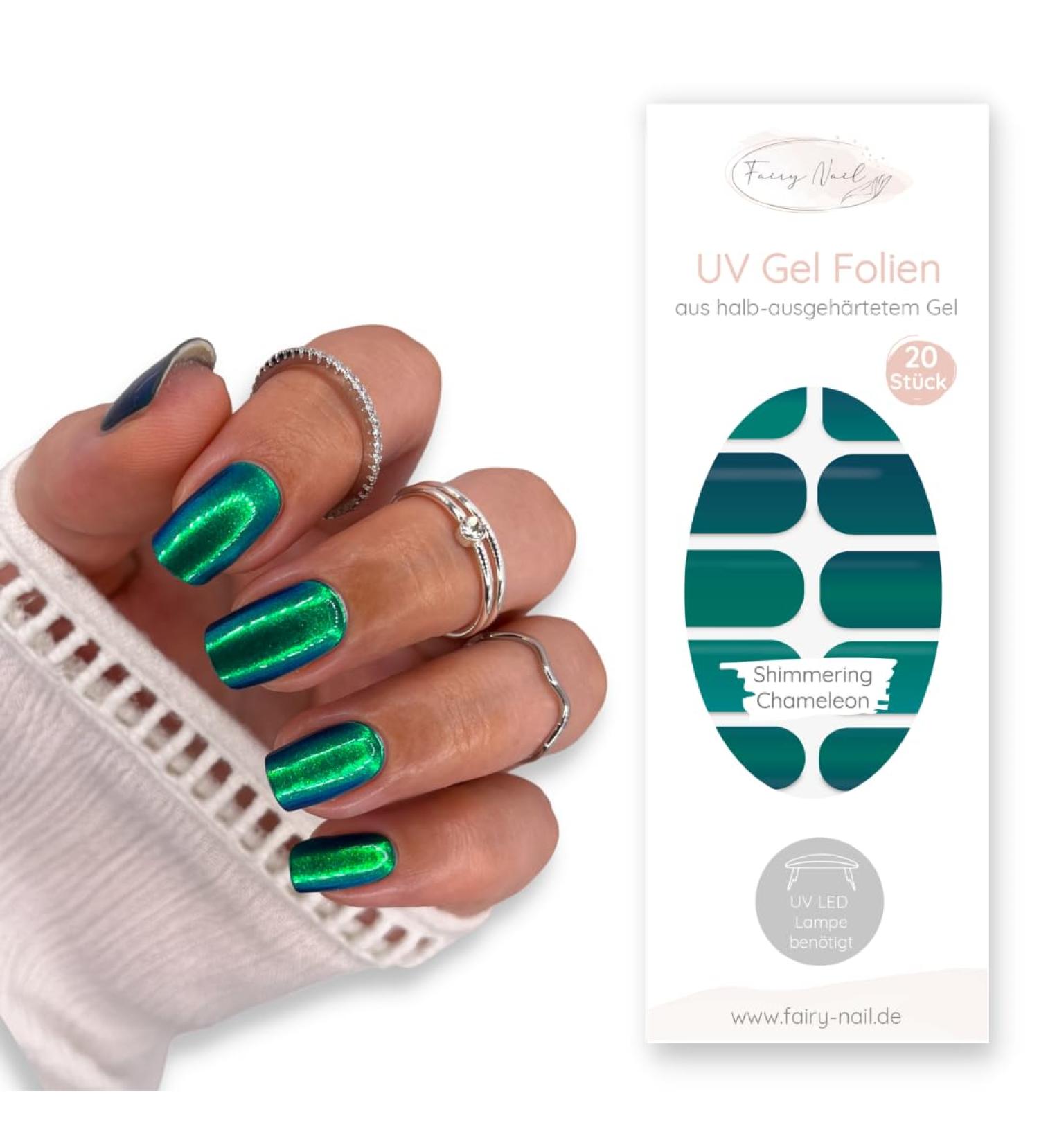 Buy Fairy UV Nail Foils - Shimmering Chameleon Self-Adhesive Nail Wraps | 20 Pieces Gel Polish Strips for Stunning Manicures - International Shipping Available - Buy Online on GoSupps.com