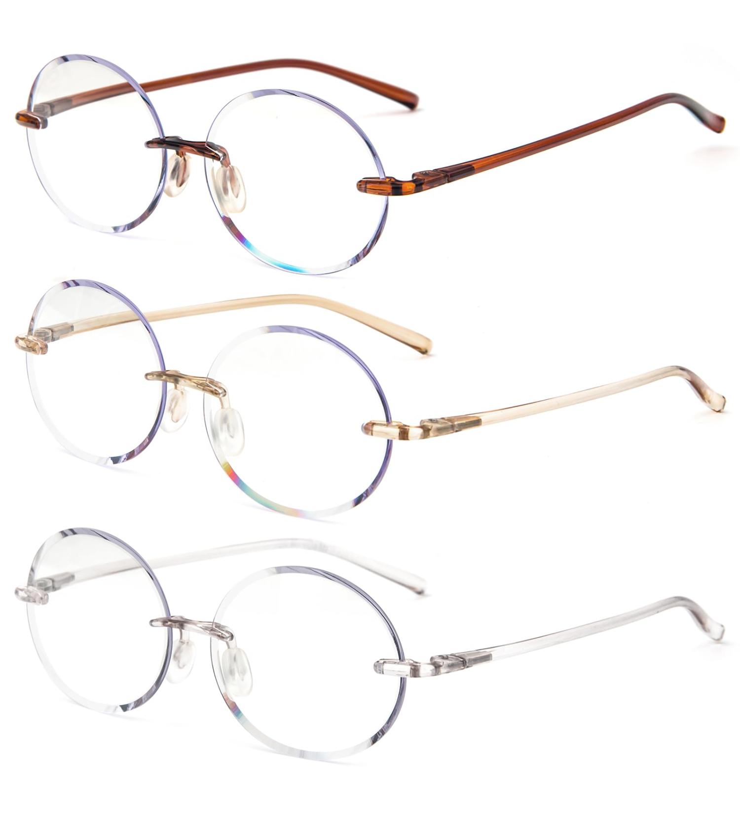 MMOWW 3-Pack Anti-Blue Light Reading Glasses for Men & Women - Dark Brown Light Brown Transparent (1.0) | Fashionable Anti-Fatigue Visual Aid - Buy Online on GoSupps.com