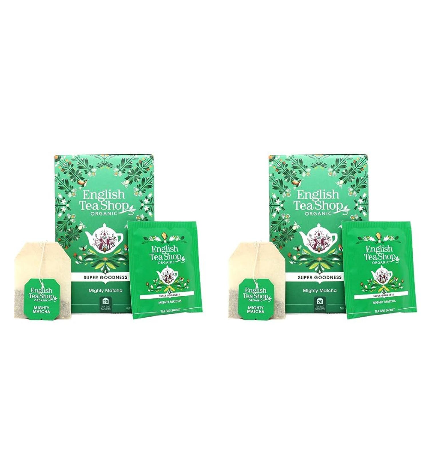 English Tea Shop Organic Mighty Matcha - 20 Tea Bag Sachets 35 g (Pack of 2)