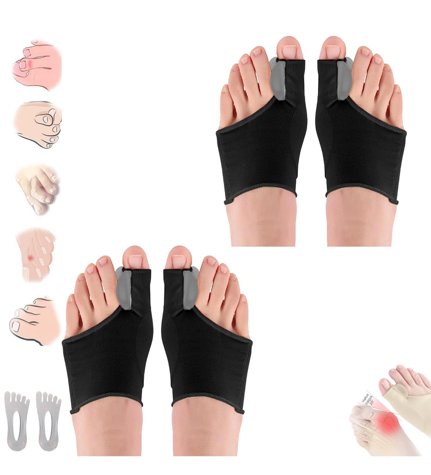Browsluv Premium Bunion Corrector Socks - Orthopedic Toe Straightener Brace for Women (2 Pcs Black) - Buy Online on GoSupps.com