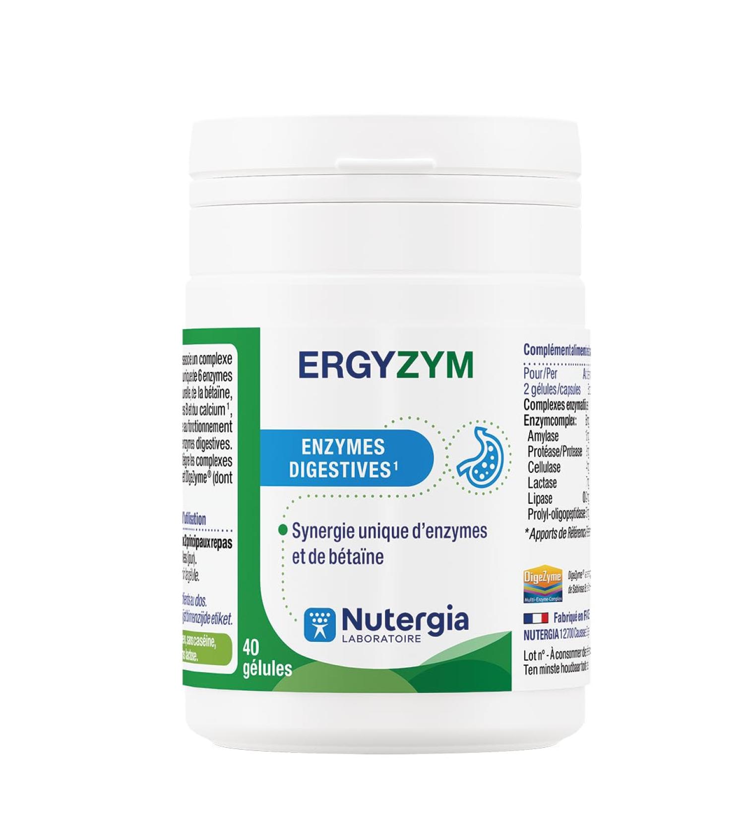 Nutergia Digestive enzymes Hearty meal Disturbed digestion digestive sensitivity Good functioning of digestive enzymes Food supplement 40 Capsules Made in France - Buy Online on GoSupps.com