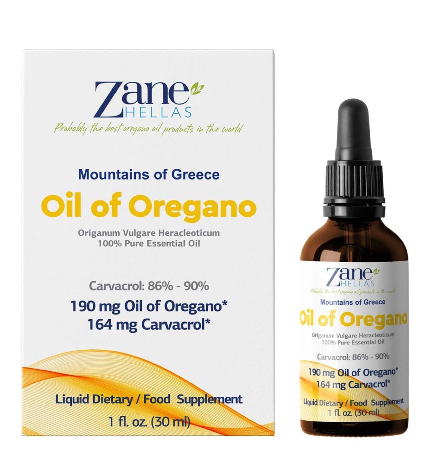 Zane Hellas 190mg Oregano Oil-164mg Carvacrol, 100% Greek Undiluted, 1fl. oz - 30ml - Buy Online on GoSupps.com