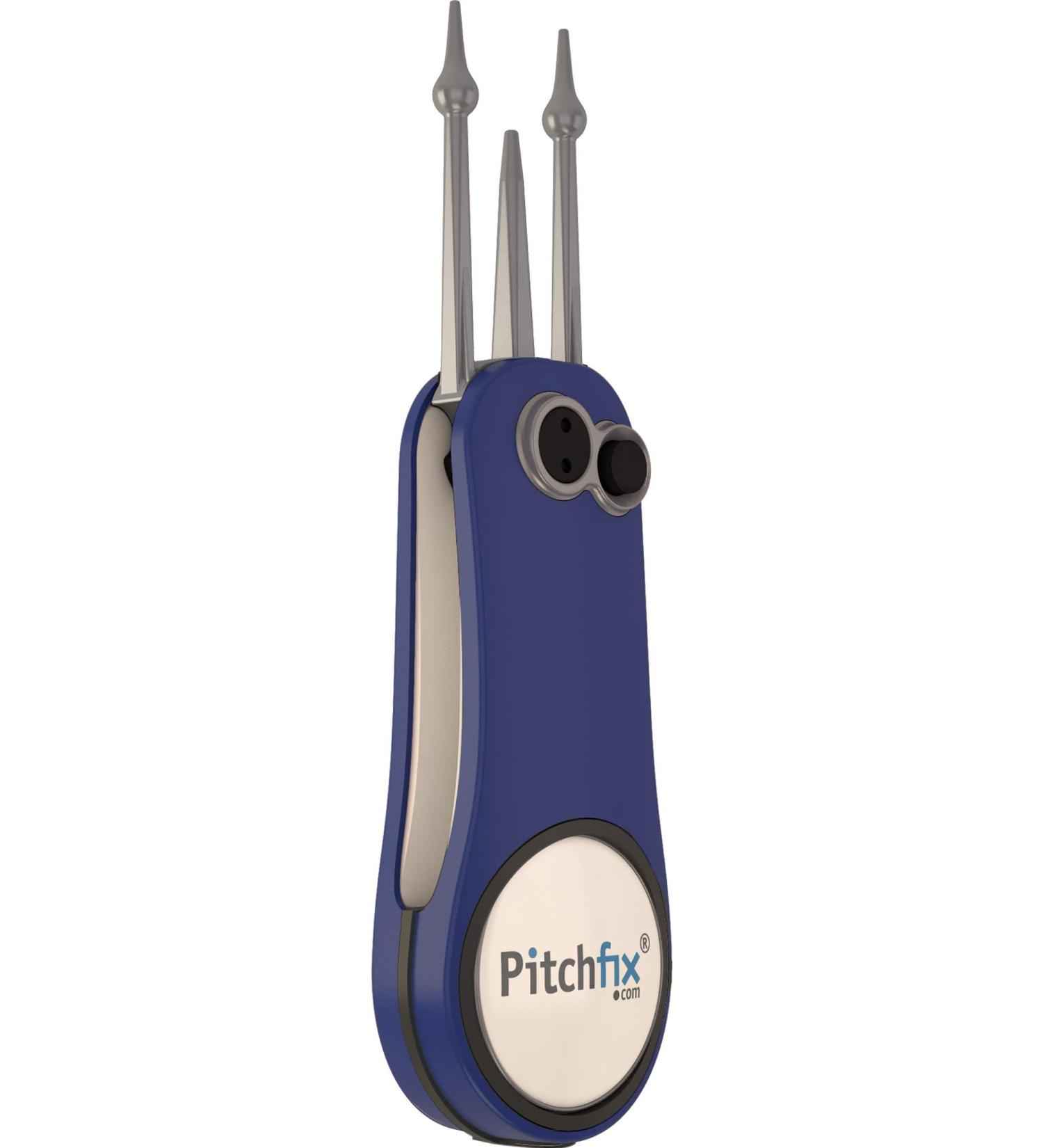 Pitchfix Foldable Divot Repair Tool with Pencil Sharpener & Ball Marker - Royal Blue - Buy Online on GoSupps.com