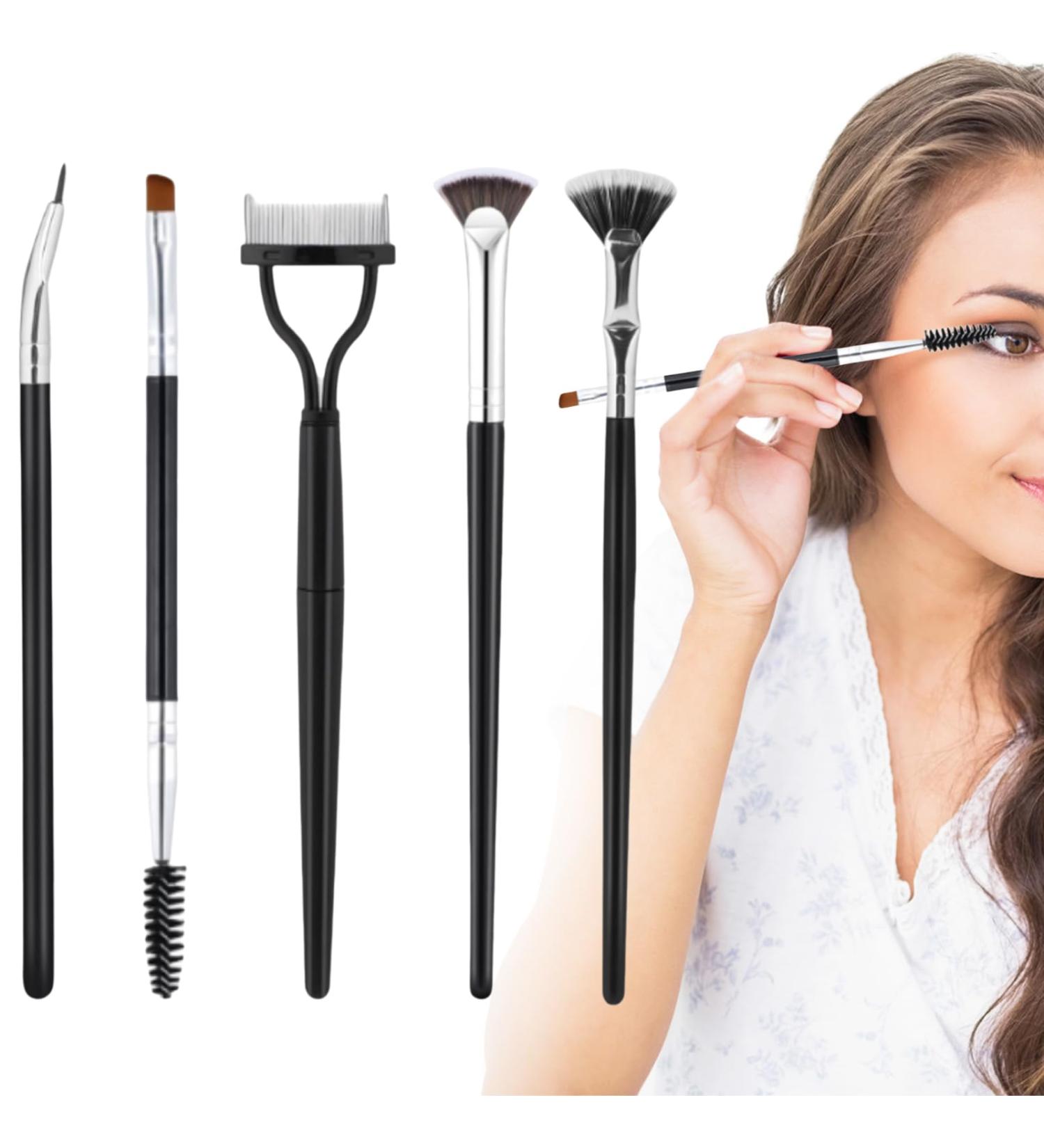 5 Pack Mascara Fan Brush Set - Angled Scalloped Eyelash & Eyebrow Tool for Perfect Lash Application - No Smearing No Clumping - Buy Online on GoSupps.com