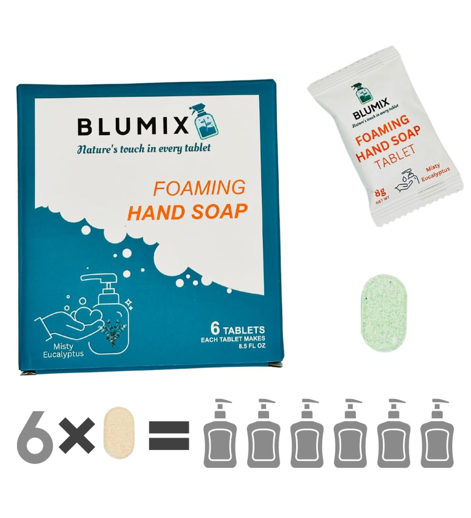 Eco-Friendly Foaming Hand Soap Tablets - 6 Pack Refill | Zero Waste Cleansing - Eucalyptus Scent - Buy Online on GoSupps.com