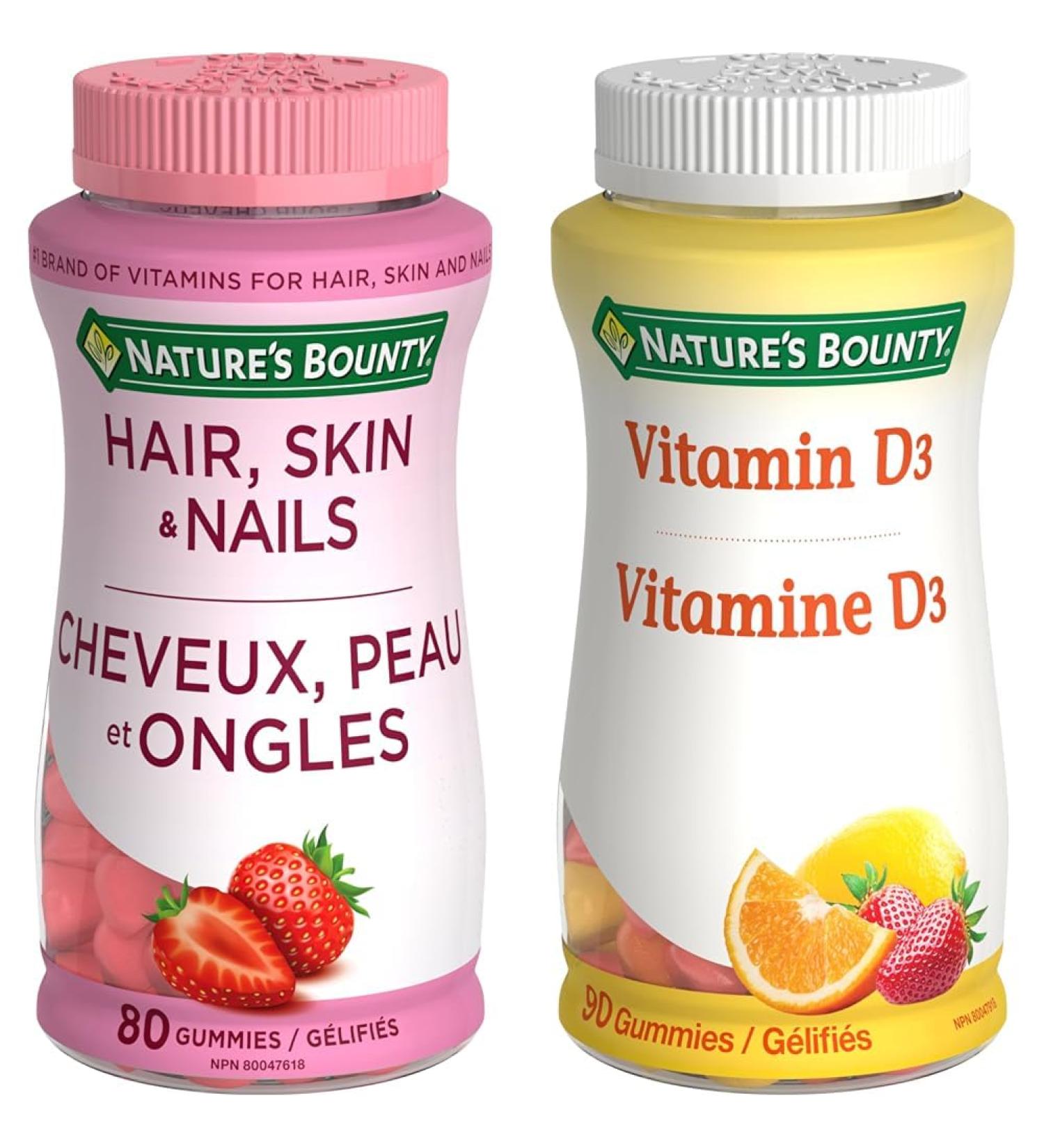 Nature's Bounty Hair Skin Nails + Vitamin D3 Mineral Supplement Gummies - Buy Online on GoSupps.com