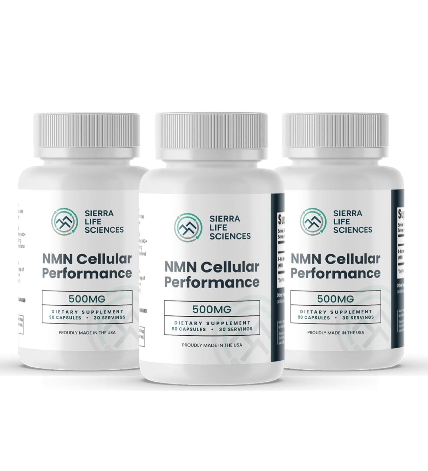 SIERRA LIFE SCIENCES NMN Cellular Performance 500mg Nicotinamide Mononucleotide for NAD+ Support, Cellular Energy & Recovery Longevity & Performance Supplement (3-Pack) - Buy Online on GoSupps.com