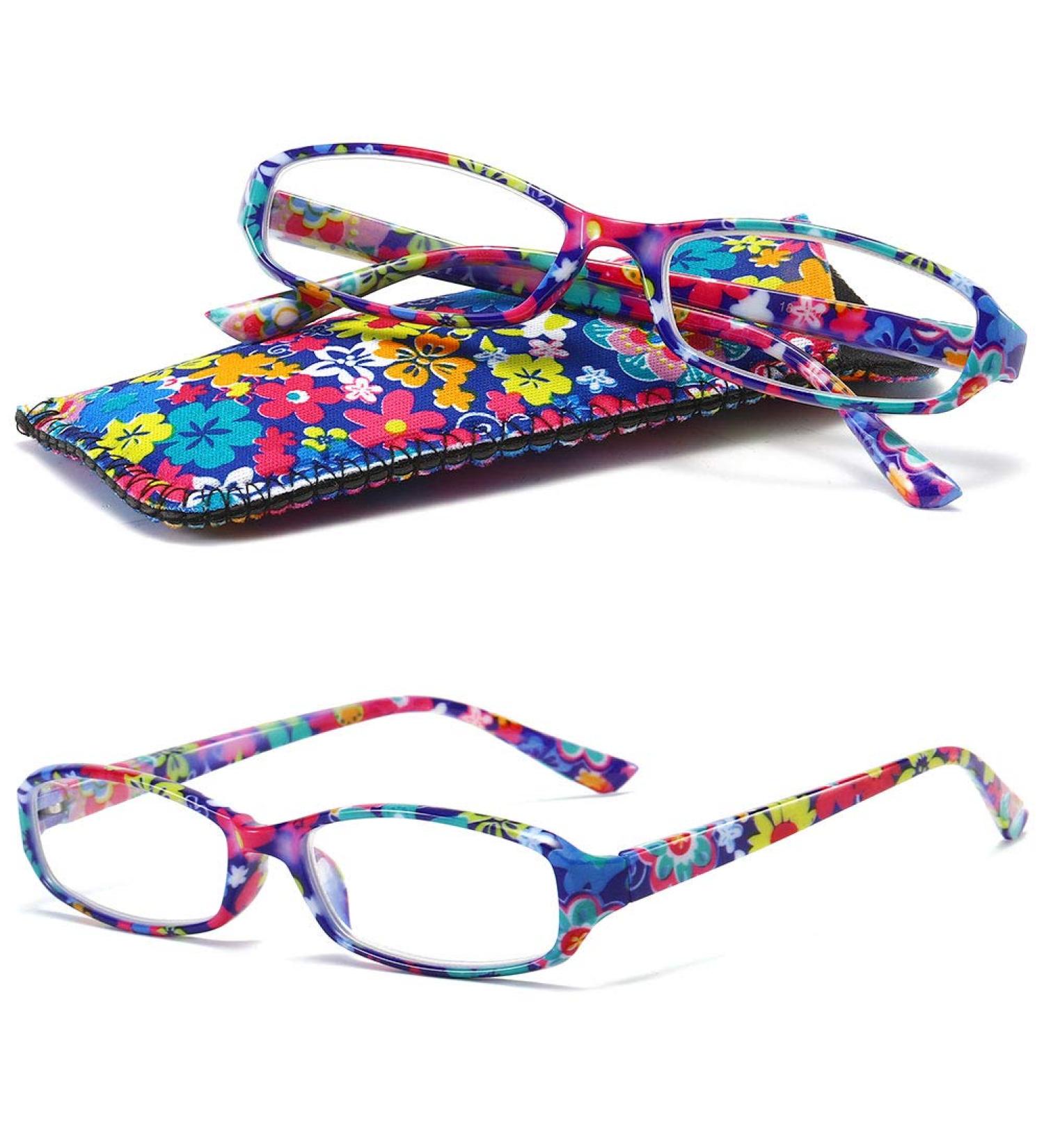 VEVESMUNDO Women's Reading Glasses - Modern Spring Hinge Floral Design | Light Vintage Style | 2.0x Visual Aid with Glasses Case - International Shipping Available - Buy Online on GoSupps.com