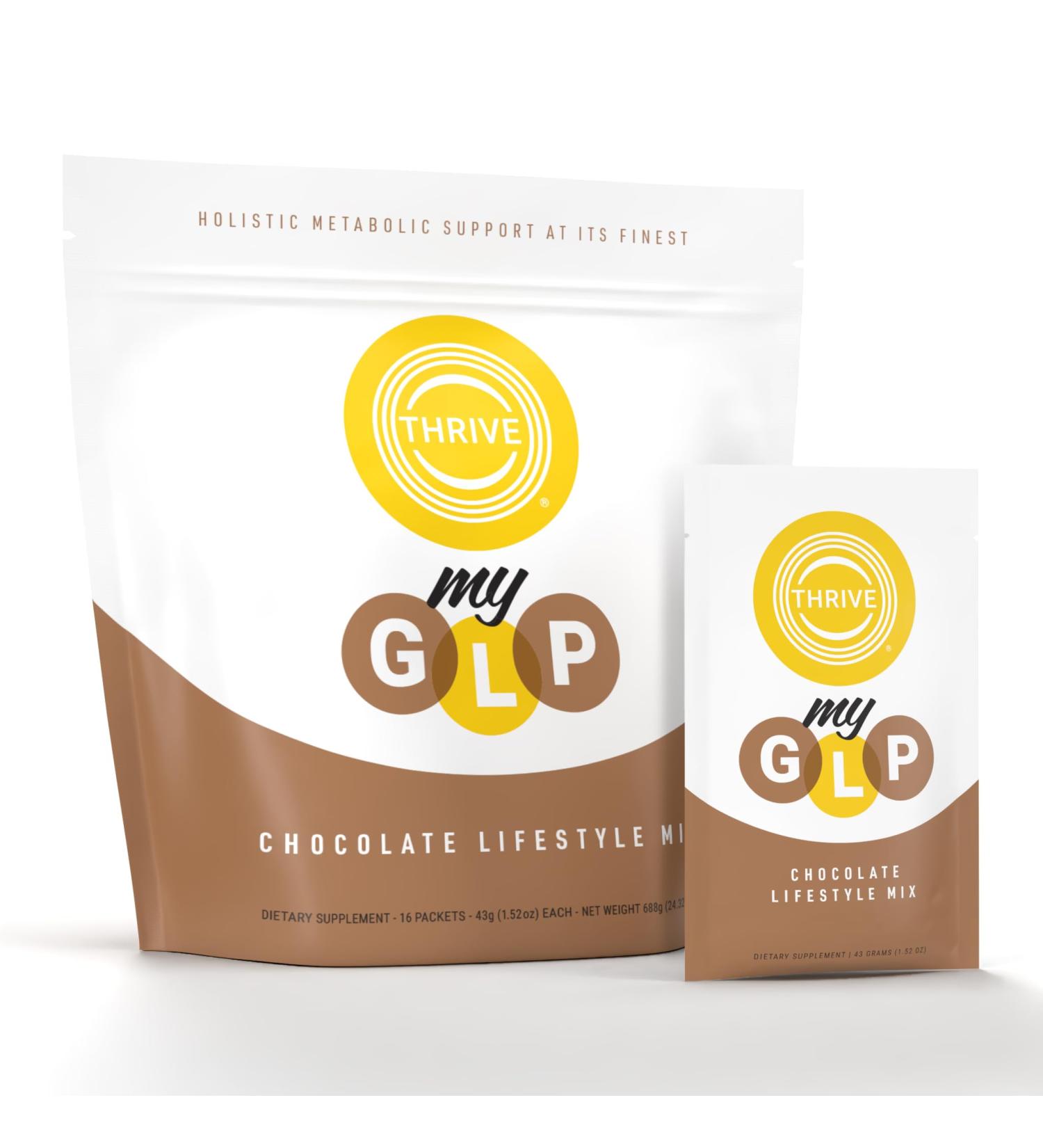Le-Vel Thrive myGLP Advanced Metabolic & Muscle Support with myHMB Berberine and Probiotics Vegan-Friendly Protein + Fiber Blend 16 Packets (16 Packets (1.5 Pounds) Chocolate) Chocolate 1.5 Ounce (Pack of 16) - Buy Online on GoSupps.com