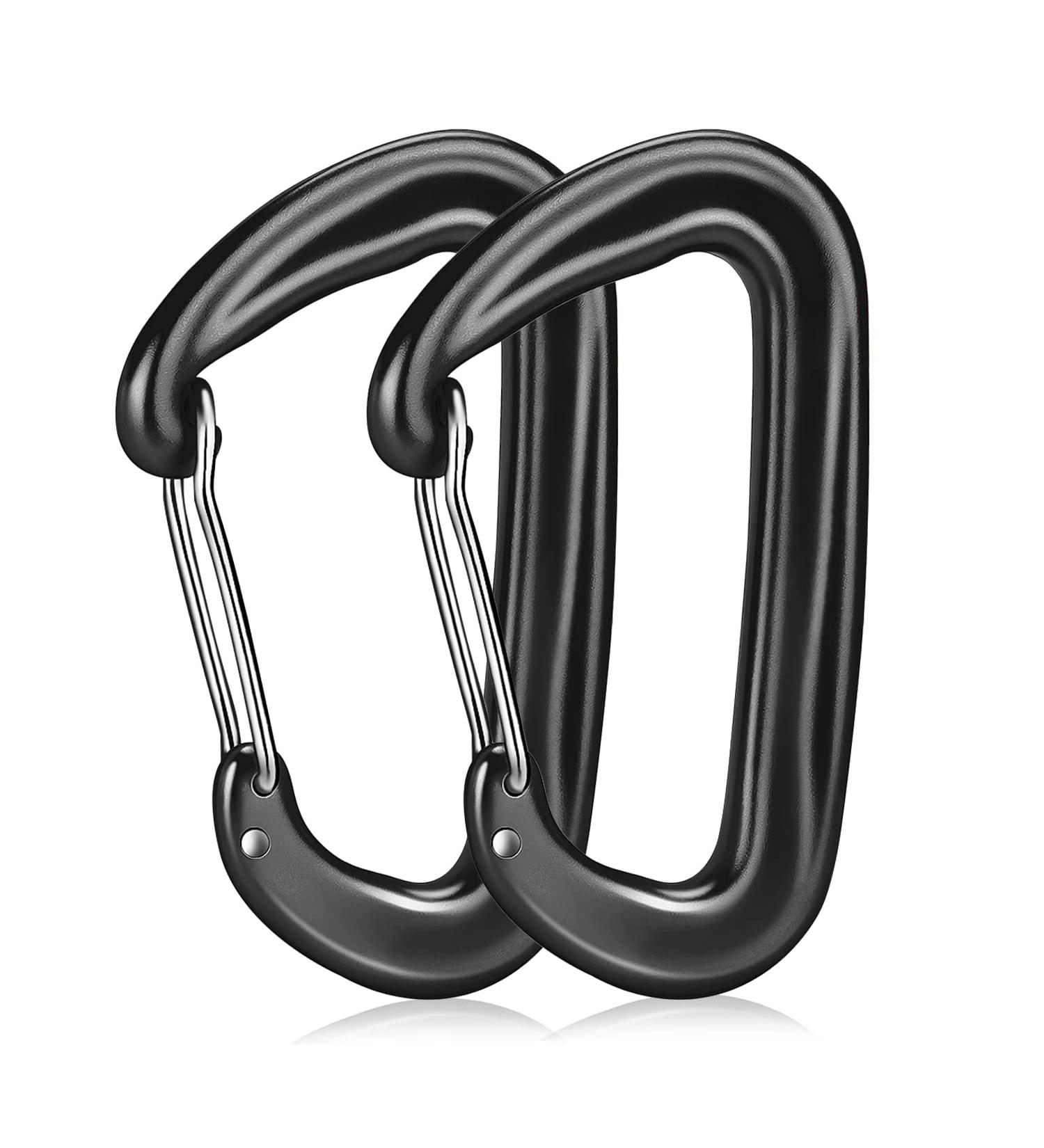 Heavy-Duty Carabiner Set - 1200kg Load Capacity 2 Large Black Snap Hooks for Hammocks Camping Hiking & Fishing - Buy Online on GoSupps.com
