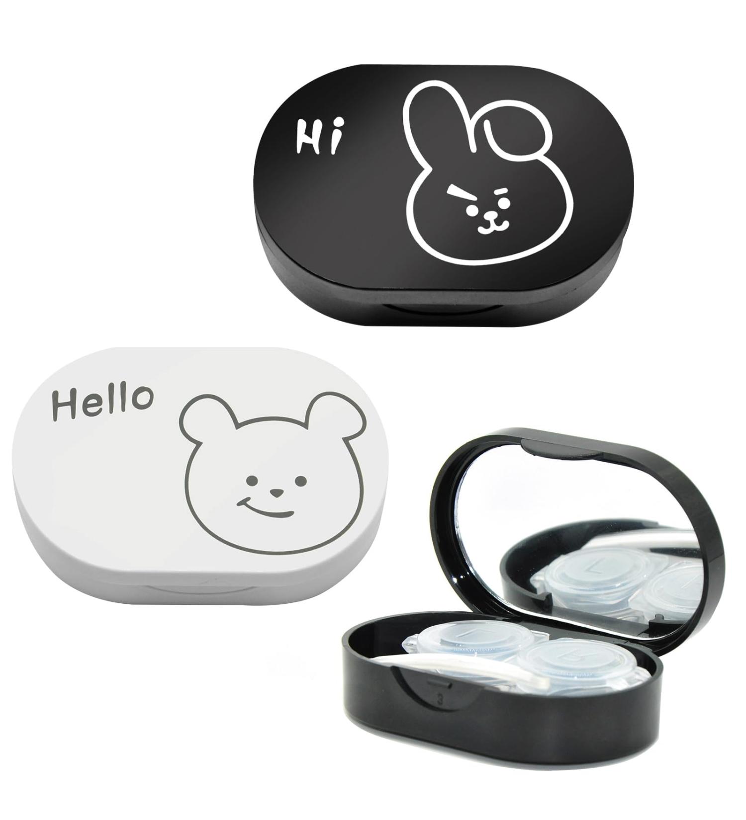 Swirlcolor Portable Cartoon Rabbit Contact Lens Case - 2 Piece Travel Bag with Mirror for Kids & Adults - Buy Online on GoSupps.com