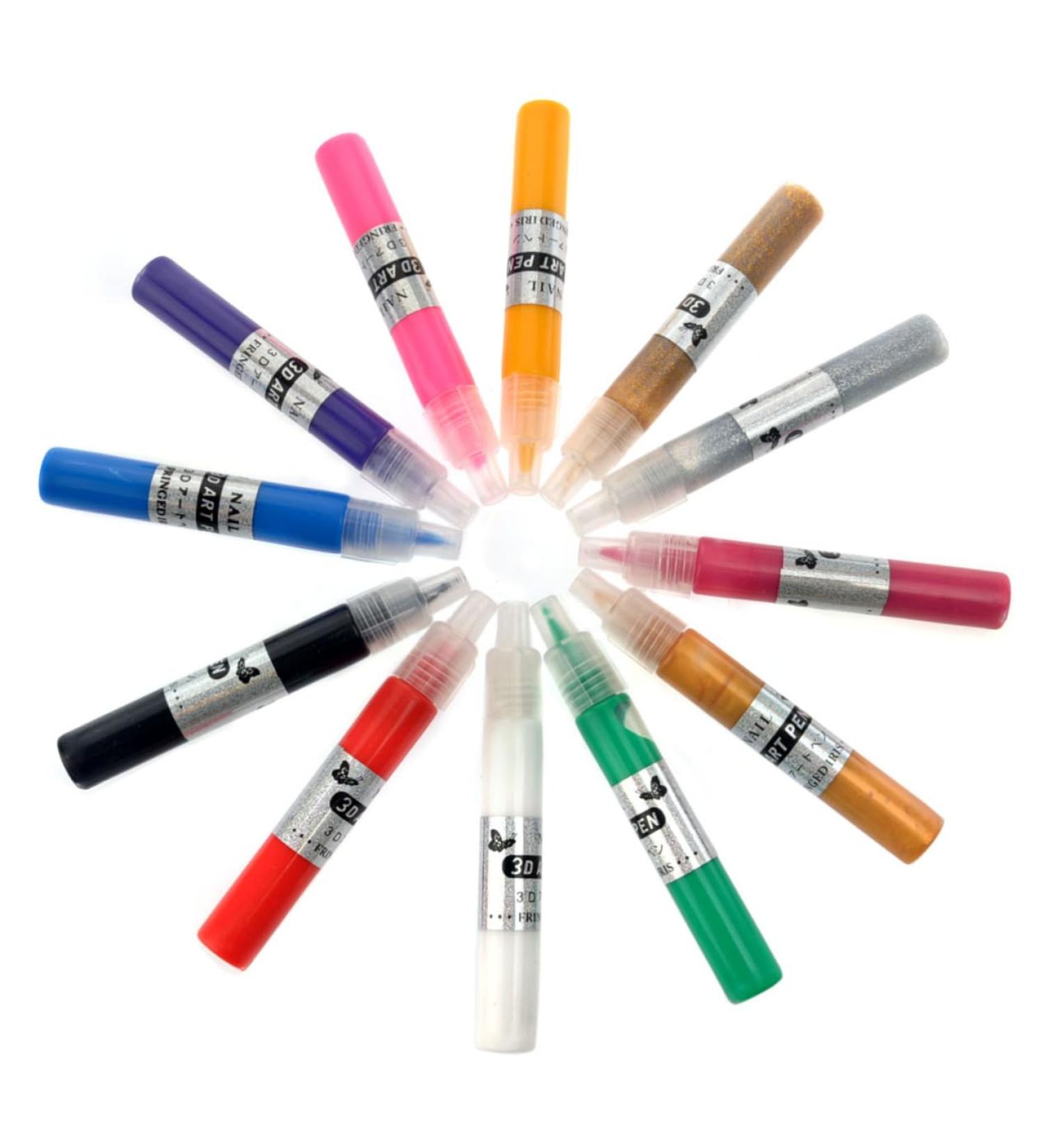 Ipetboom 3d Nail Painting Kit 12 Nail Gel Nail Polish Pens Nails Gel Nail Supplies for Nail Techs Gel Nail Polish Pen Kit For Nail Art Gel Paint for Nails Art Paint Pen 3d Painted - Buy Online on GoSupps.com