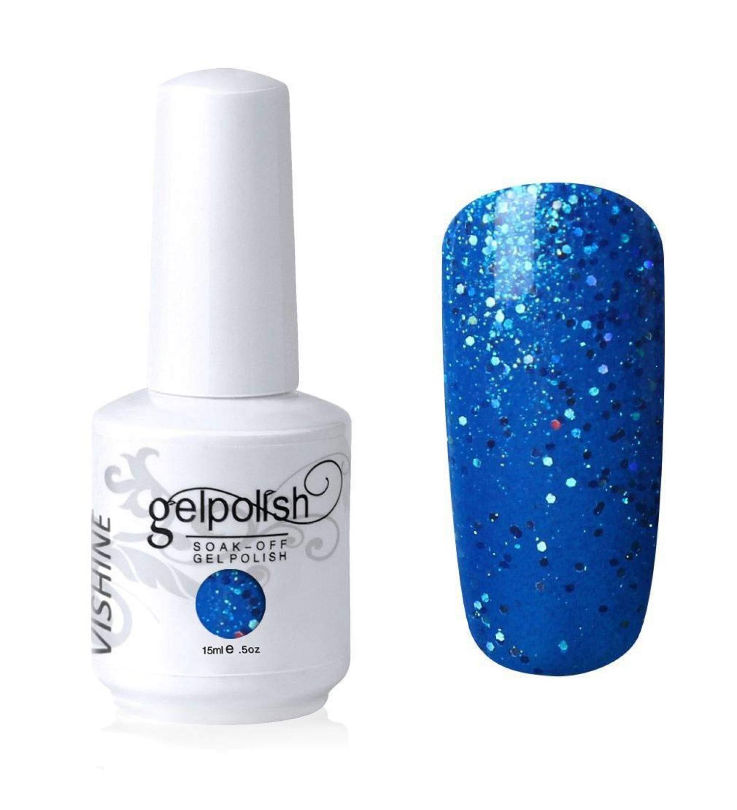 Vishine Soak-off Gel Polish Lacquer Nail Art UV LED Manicure Varnish 15ml Glitter Dodgerblue(312) #312 - Buy Online on GoSupps.com